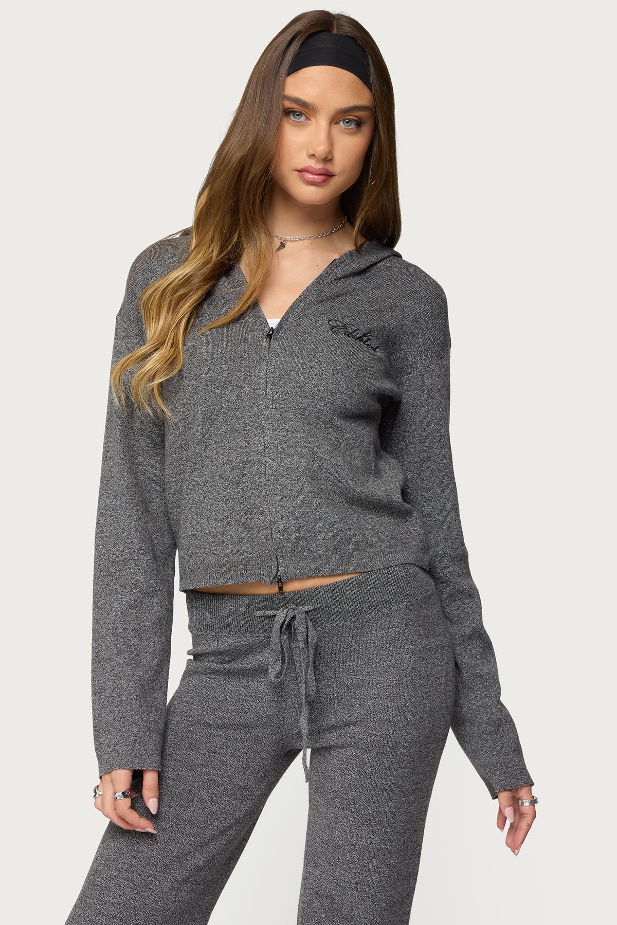 Ayah Knit Zip Up Hoodie-Juice Dress