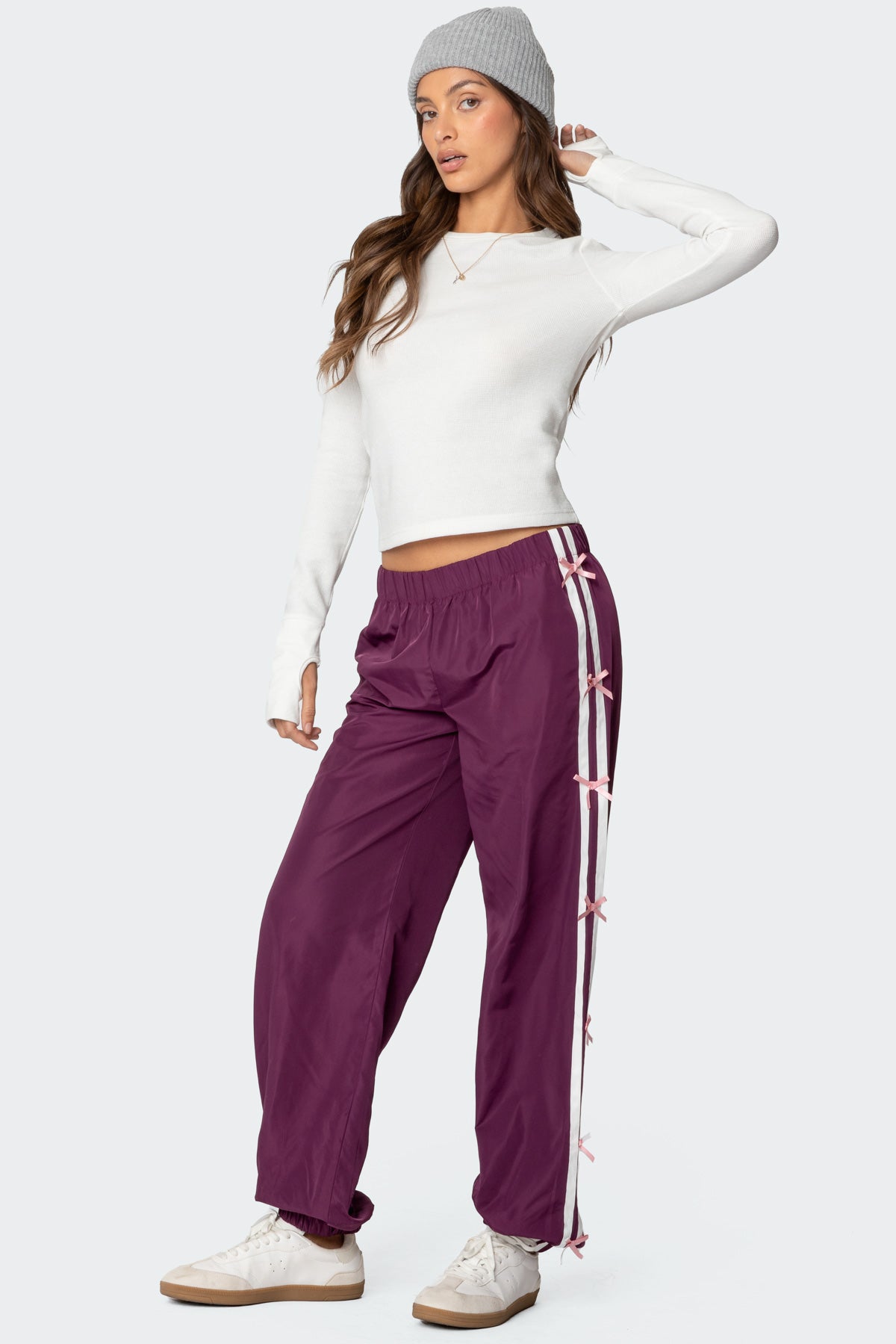 Bow Stripe Nylon Track Pants-Juice Dress