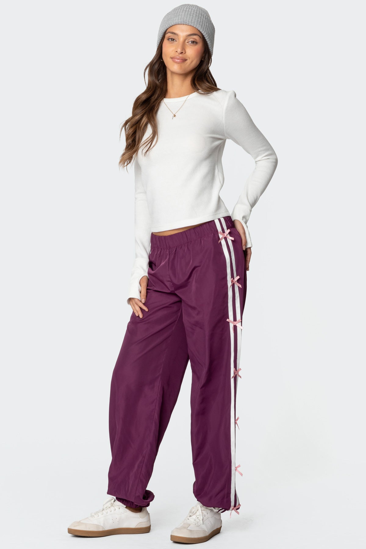 Bow Stripe Nylon Track Pants-Juice Dress