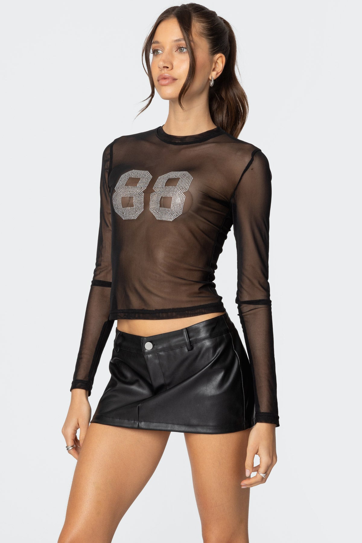 88 Rhinestone Sheer Mesh Top-Juice Dress