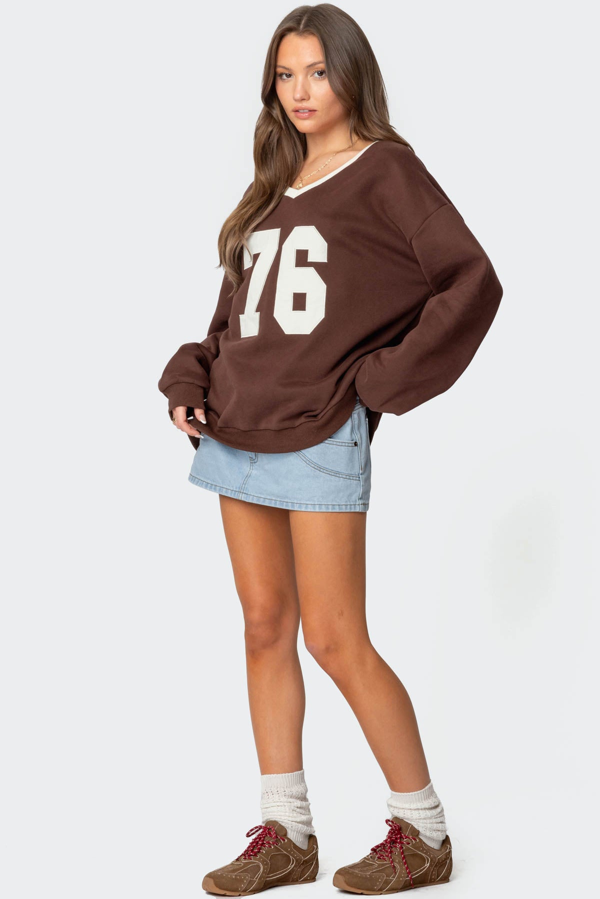 76 Oversized V Neck Sweatshirt-Juice Dress