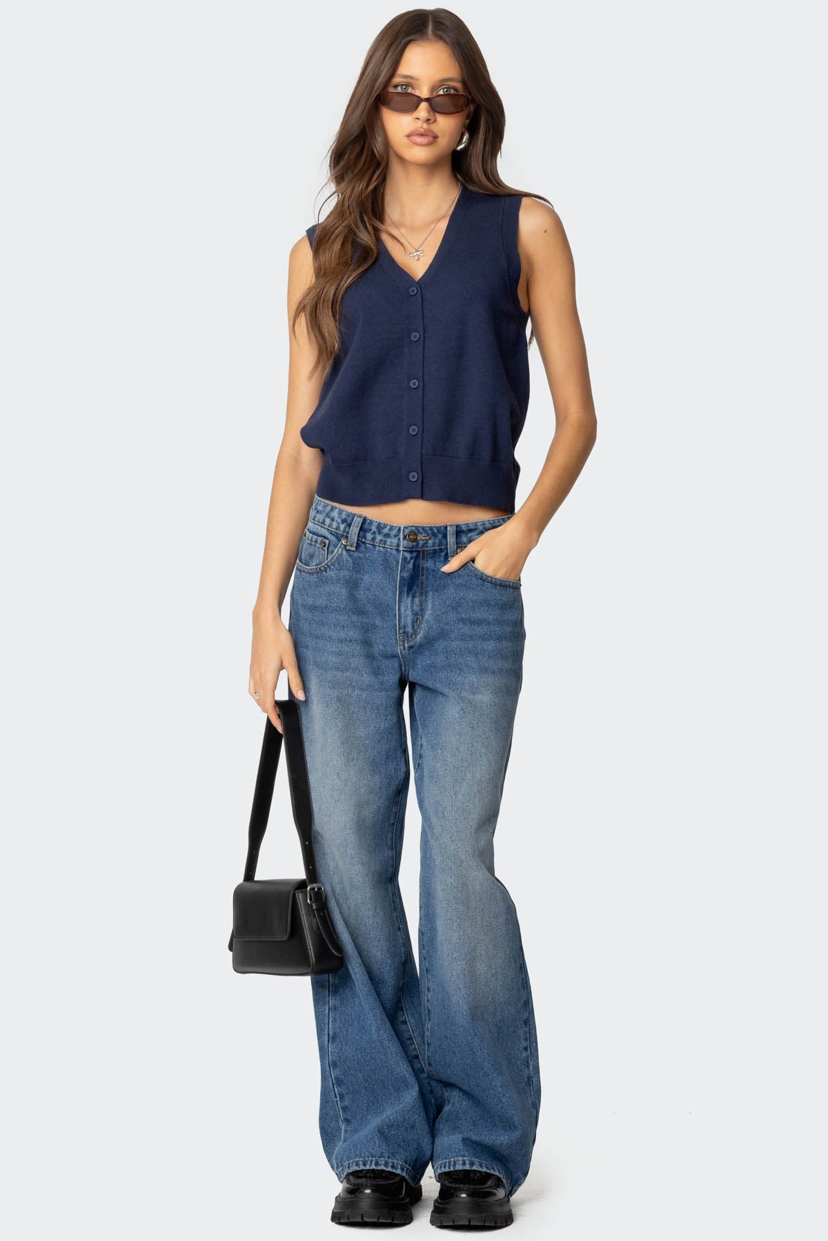 Cam Button Up Knit Vest Top-Juice Dress