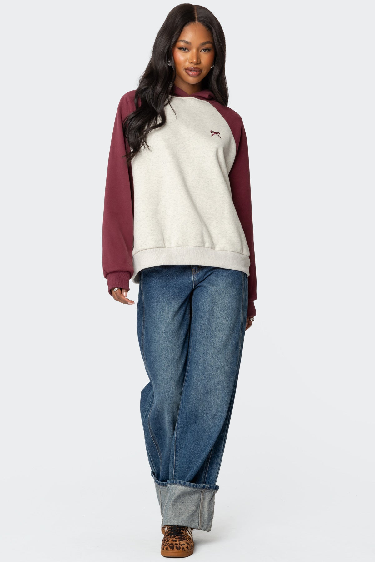 Raglan Bow Oversized Hoodie-Juice Dress