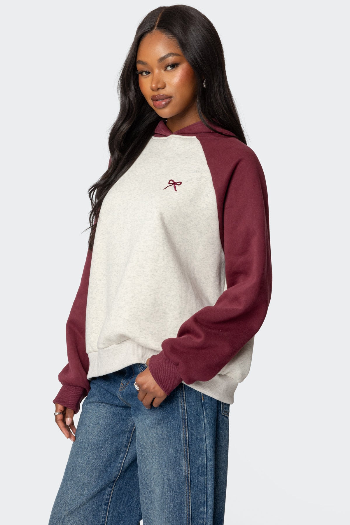 Raglan Bow Oversized Hoodie-Juice Dress