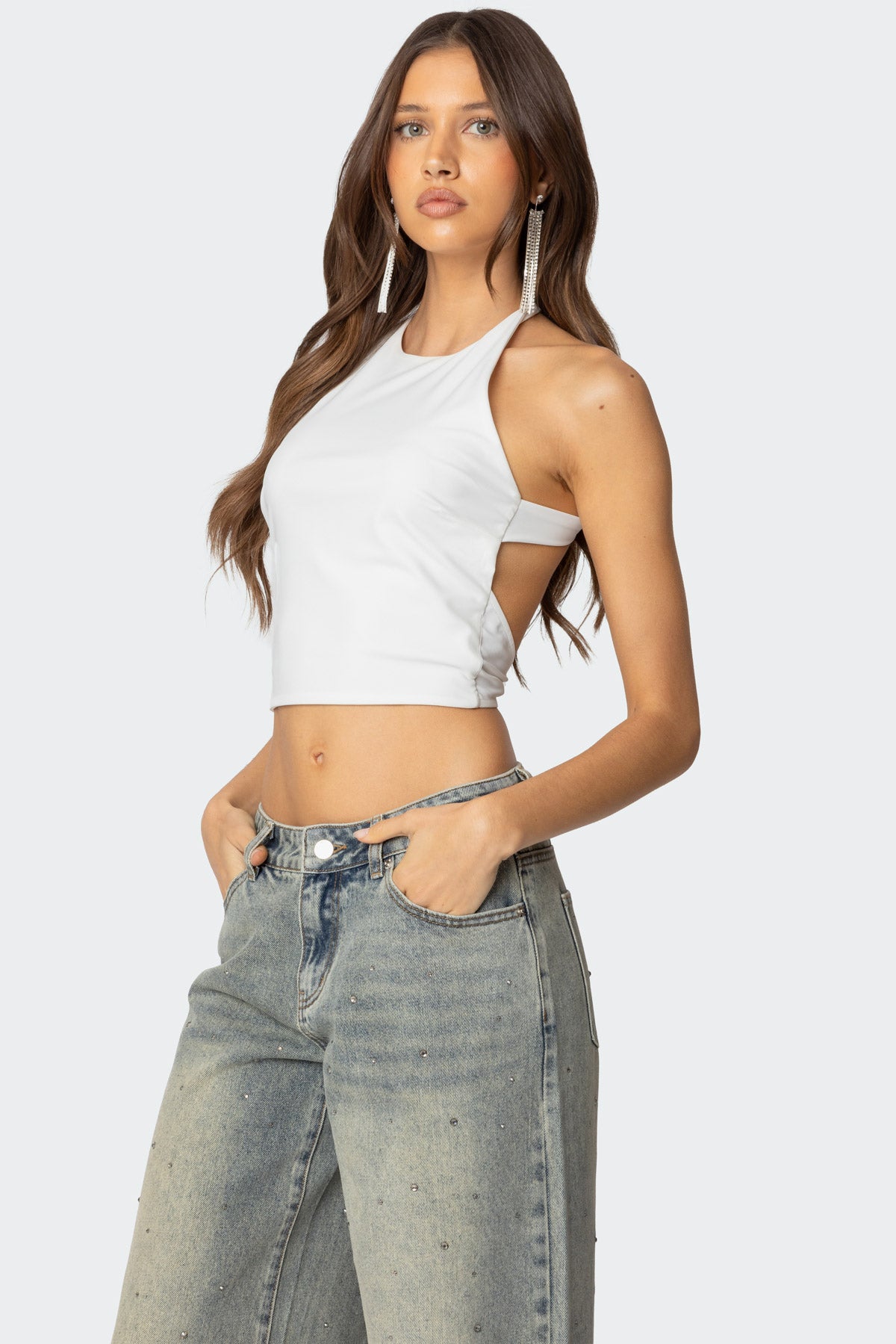 Caity Backless High Neck Top-Juice Dress