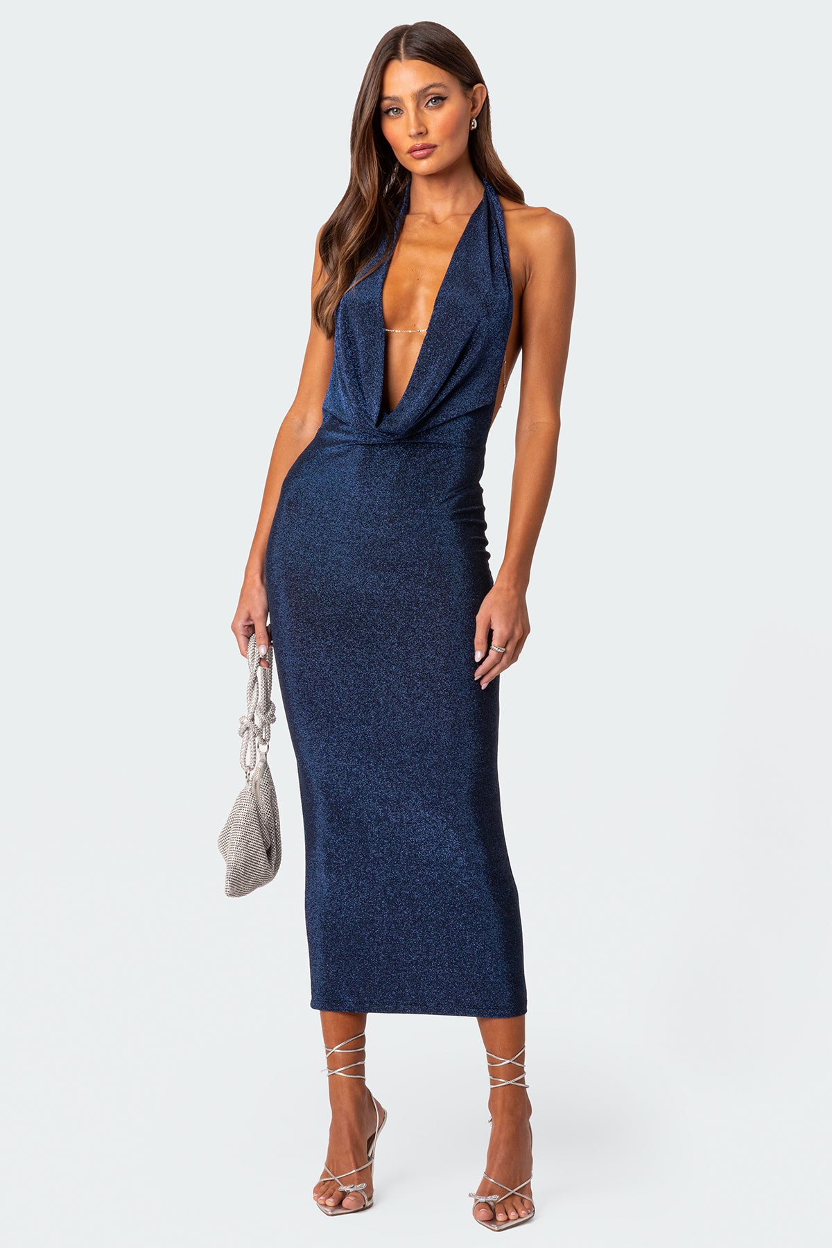 Cowl Neck Open Back Maxi Dress-Juice Dress