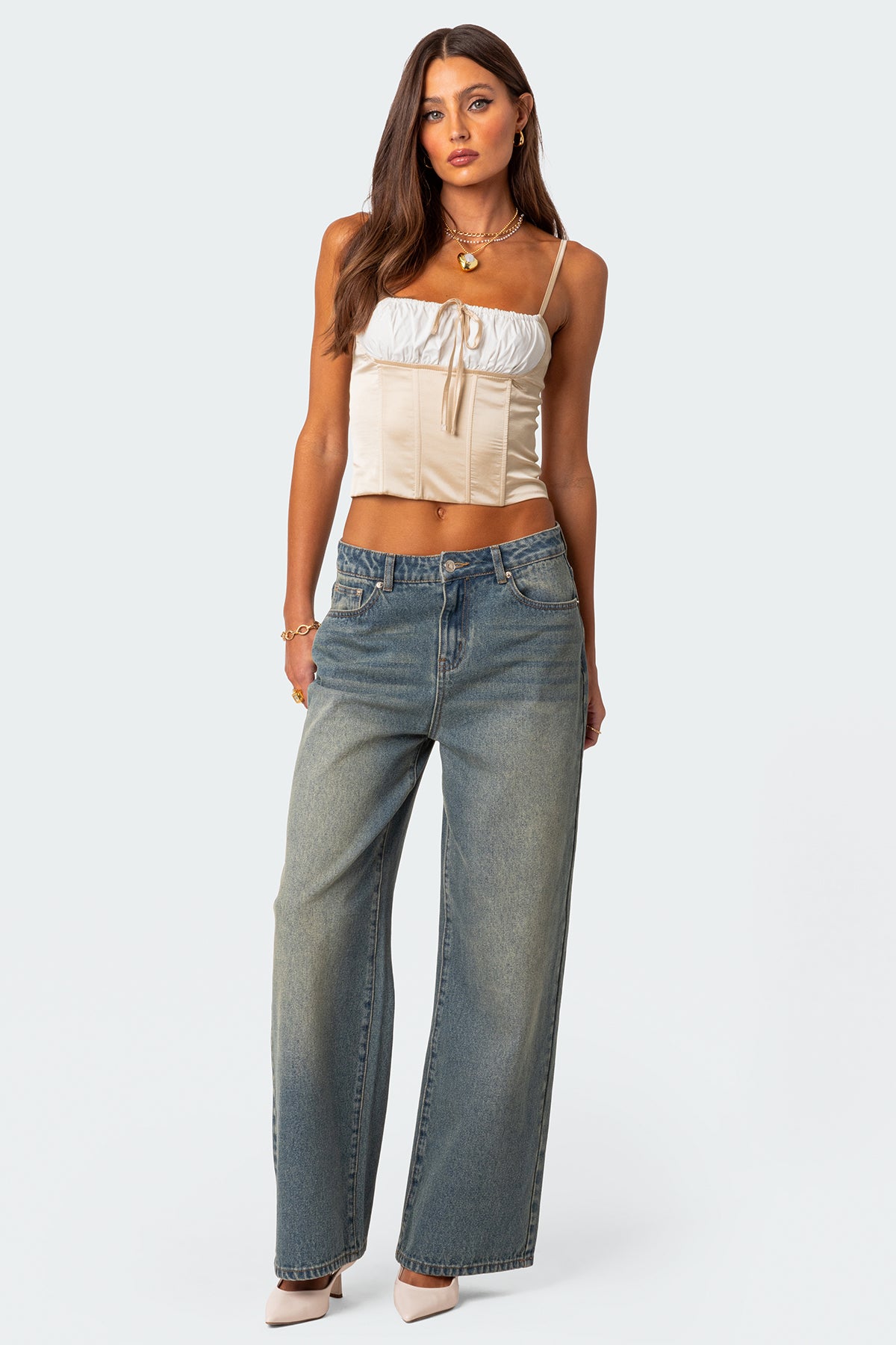 Arabelle Satin Effect Lace Up Corset-Juice Dress