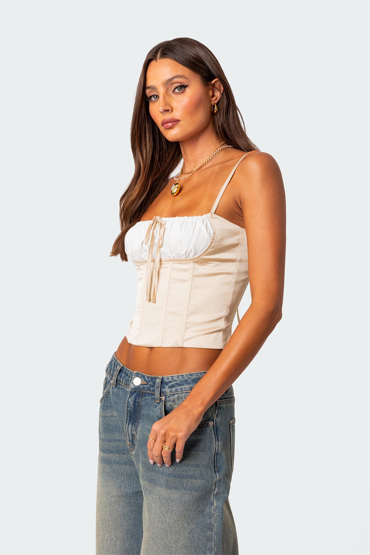 Arabelle Satin Effect Lace Up Corset-Juice Dress