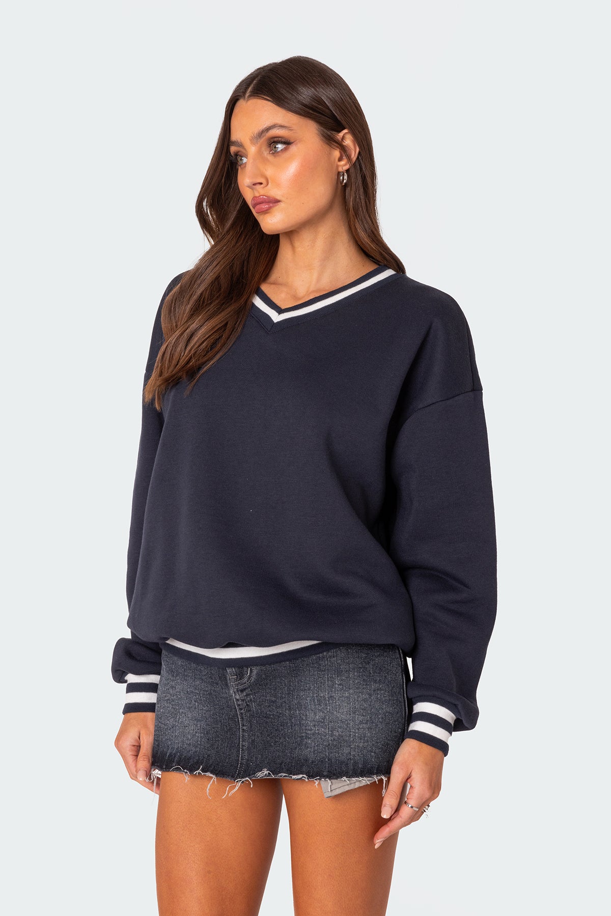 Caryn Oversized V Neck Sweatshirt-Juice Dress