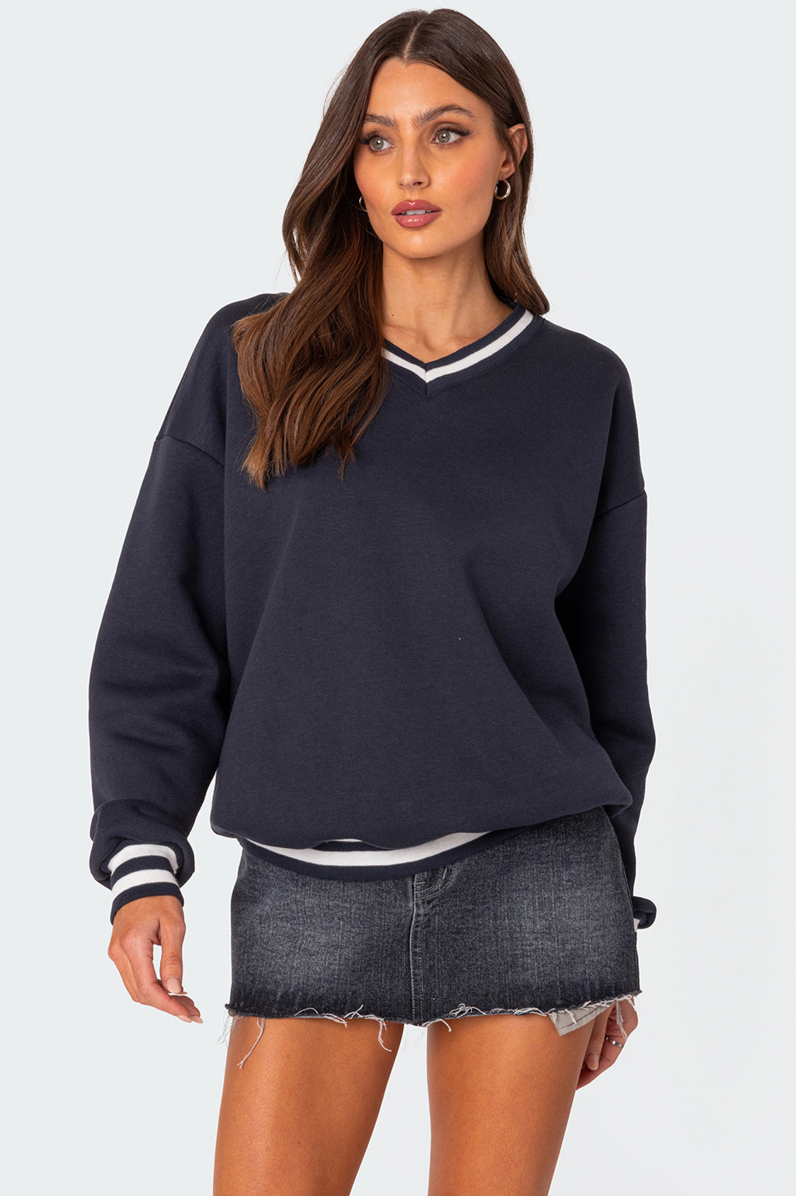 Caryn Oversized V Neck Sweatshirt-Juice Dress