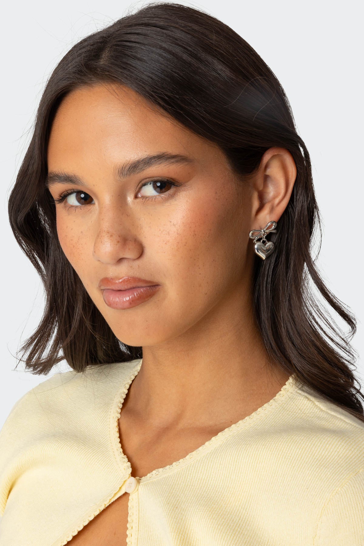 Bow Heart Charm Earrings-Juice Dress