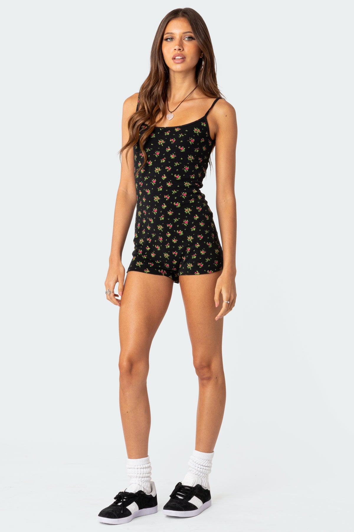 Ditsy Open Back Tie Romper-Juice Dress