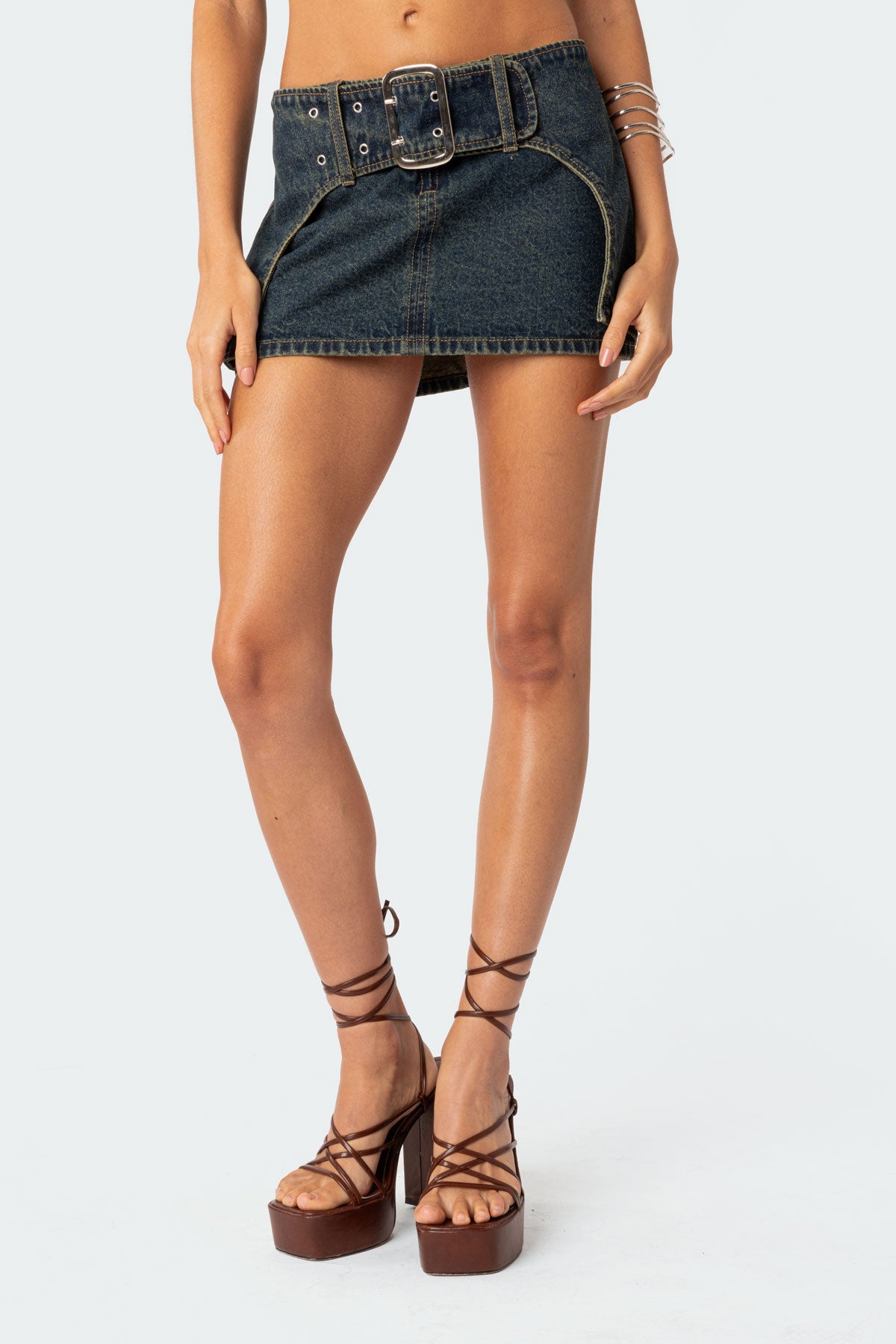 Elara Washed Denim Mini Skirt-Juice Dress