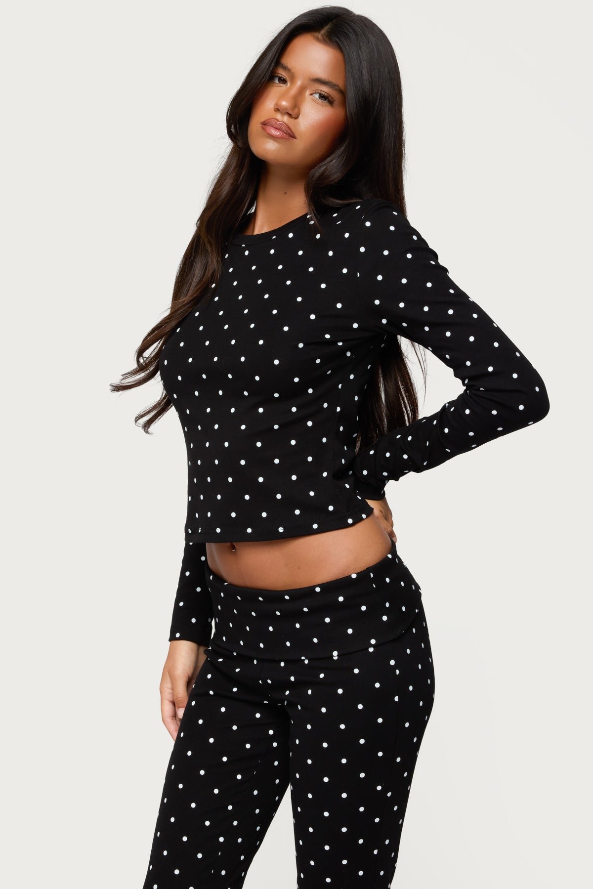 Daliya Polka Dot Long Sleeve Top-Juice Dress