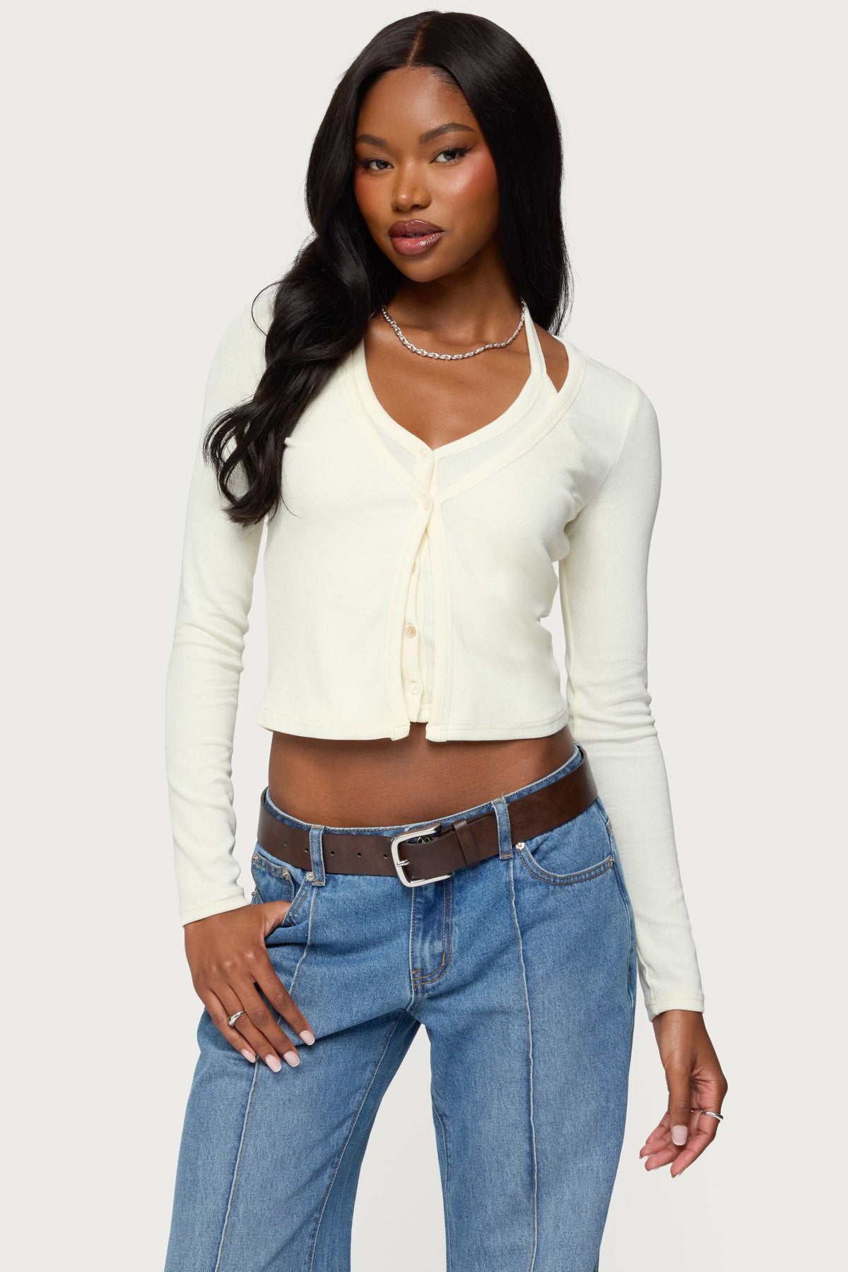 Cardigan & Halter Two Piece Knit Top-Juice Dress