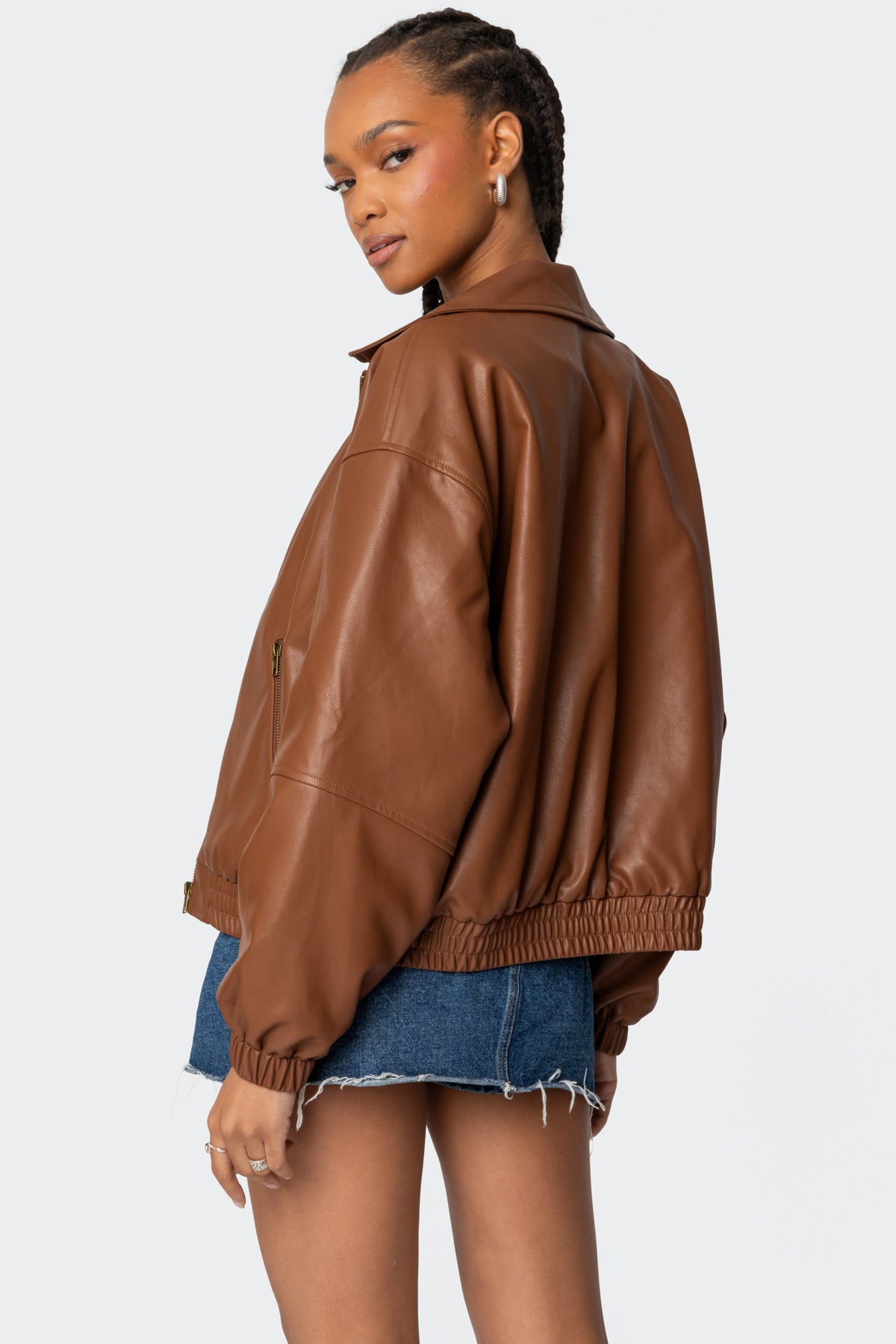 Halley Faux Leather Bomber Jacket-Juice Dress
