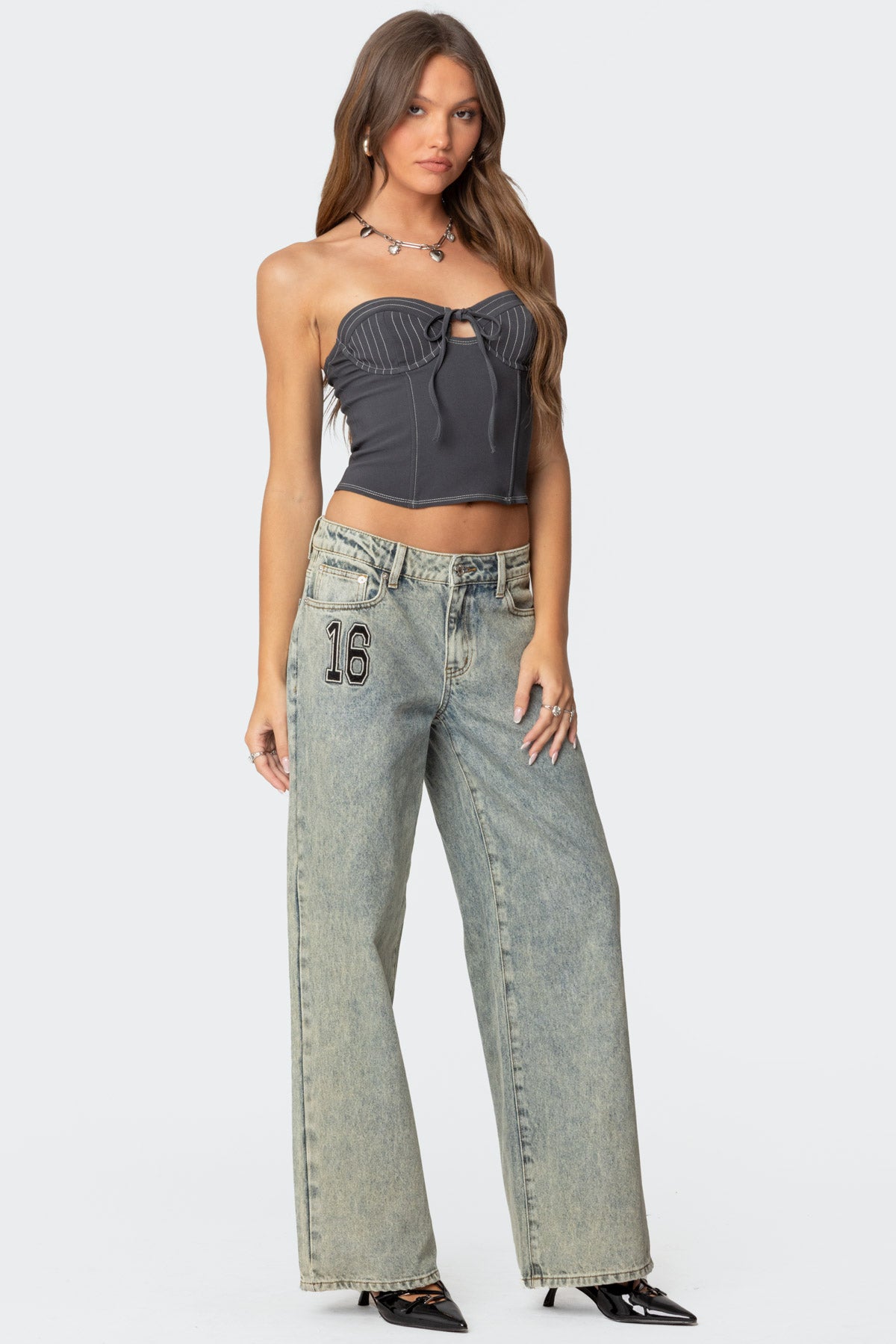 16 Vintage Acid Wash Low Rise Baggy Jeans-Juice Dress