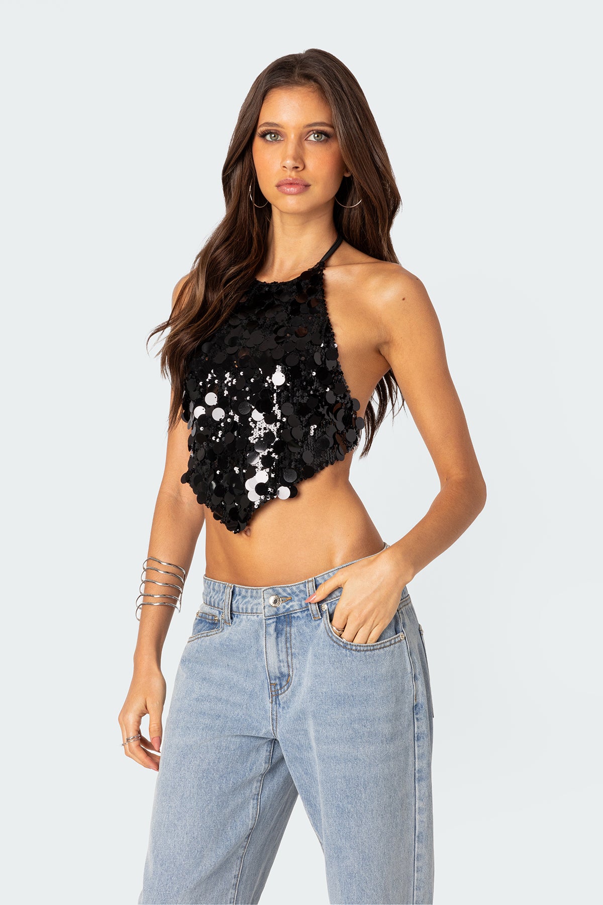 Caelia Sequin Open Back Top-Juice Dress