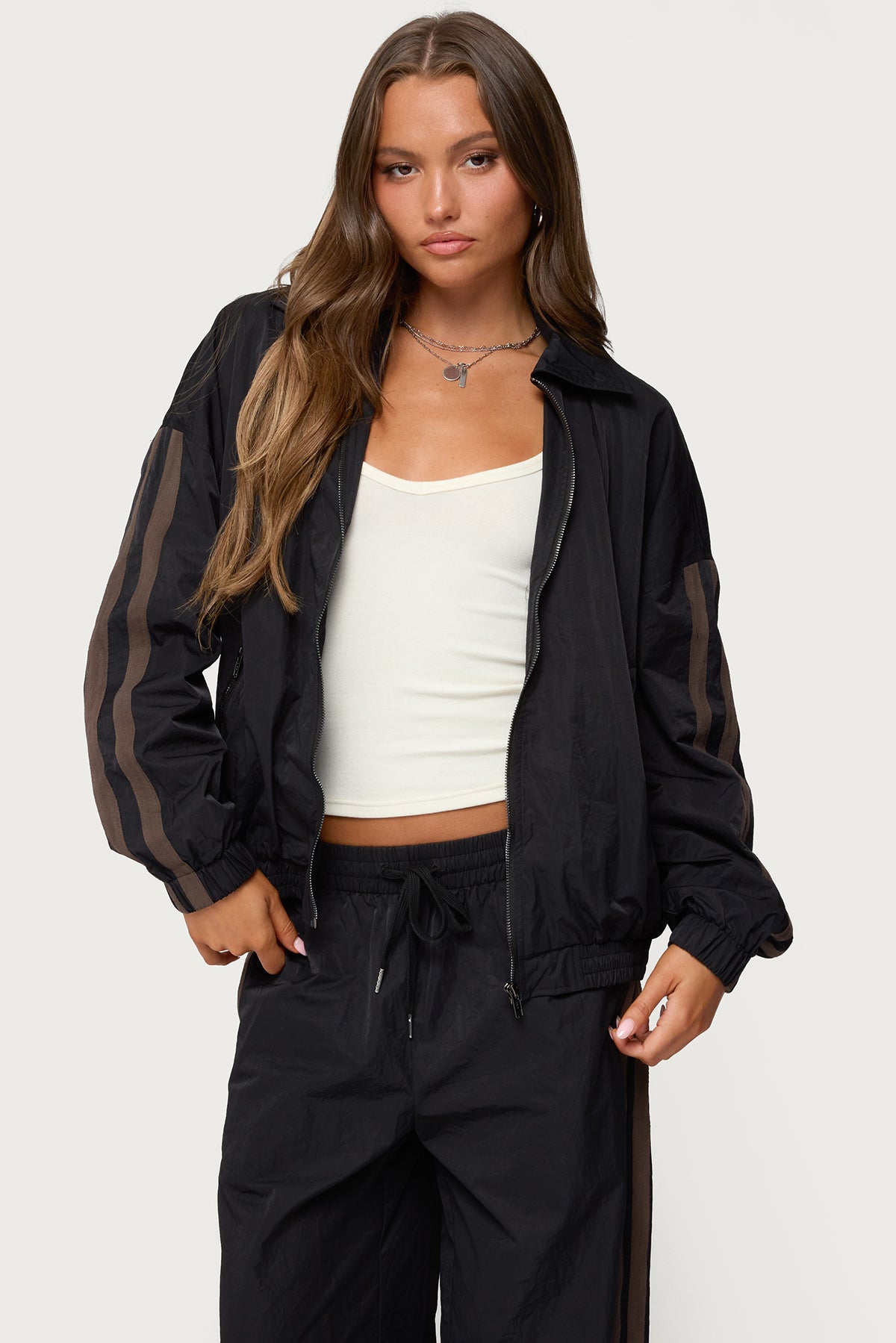 Kieran Stripey Nylon Track Jacket-Juice Dress