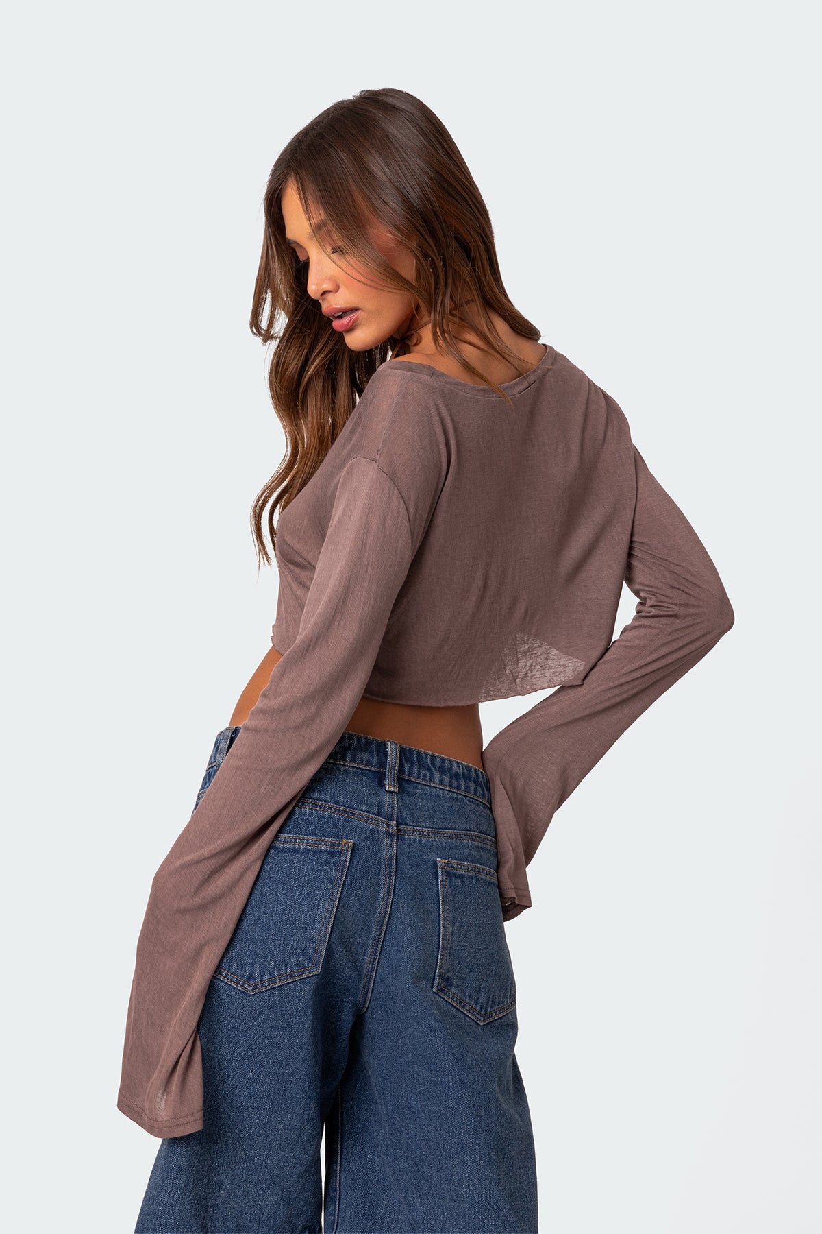 Sheer Raw Hem Crop Top-Juice Dress