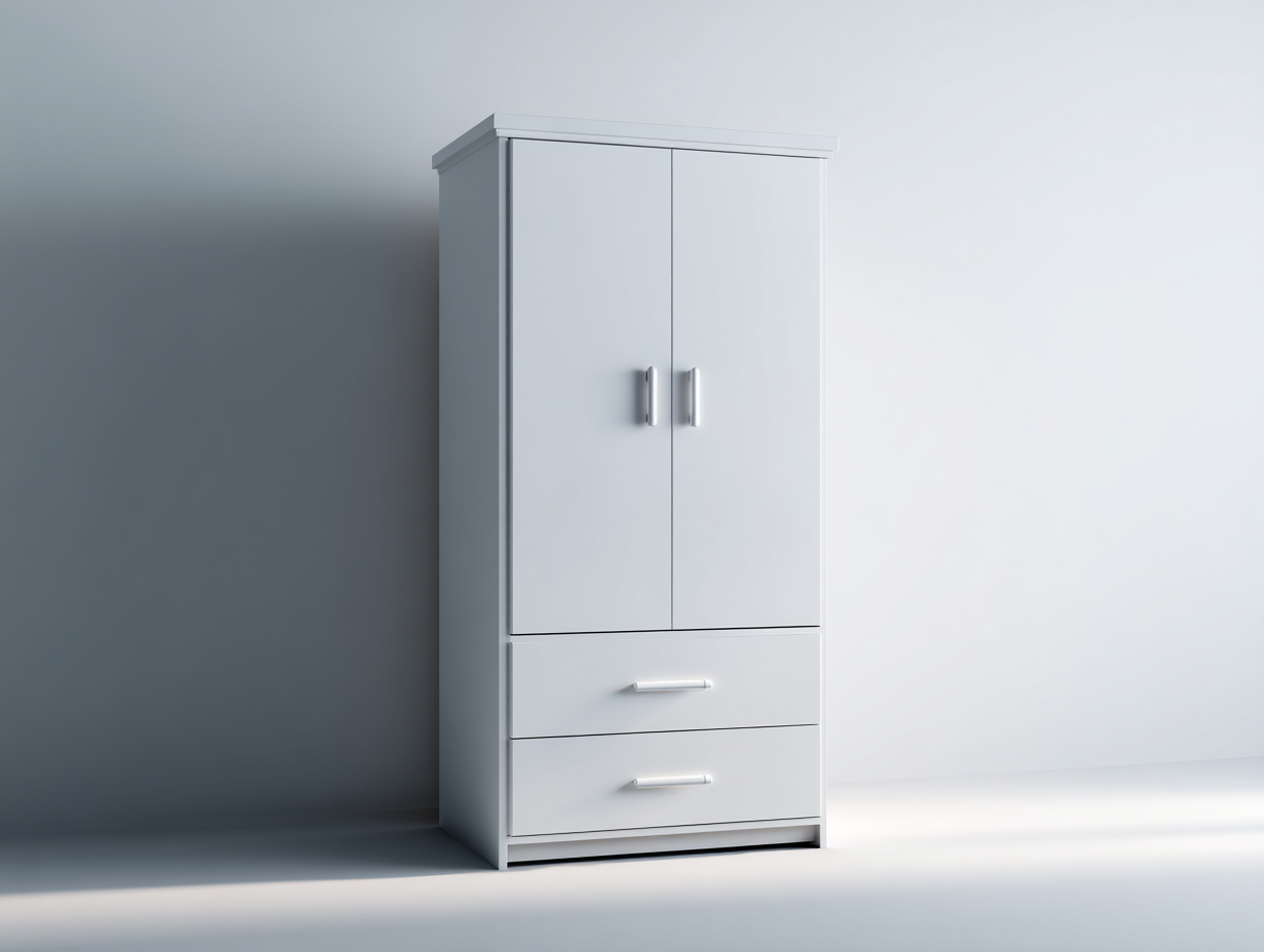 Armoire en bois 100x55x185 cm - blanc - 2 portes 2 tiroirs