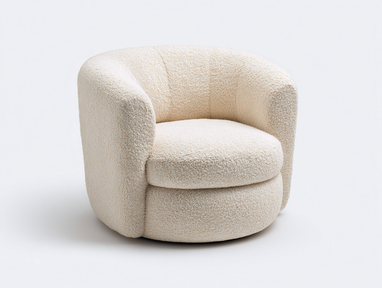 Fauteuil tissu bouclé 75x75x70 cm - beige - style moderne