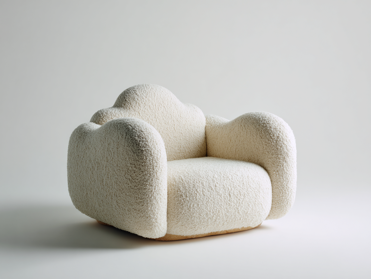 Fauteuil tissu bouclé 110x100x78 cm - blanc - style moderne