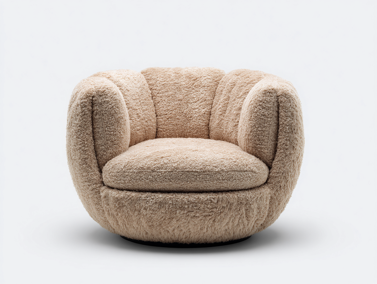 Fauteuil tissu bouclé 92x95x78 cm - marron clair - style moderne