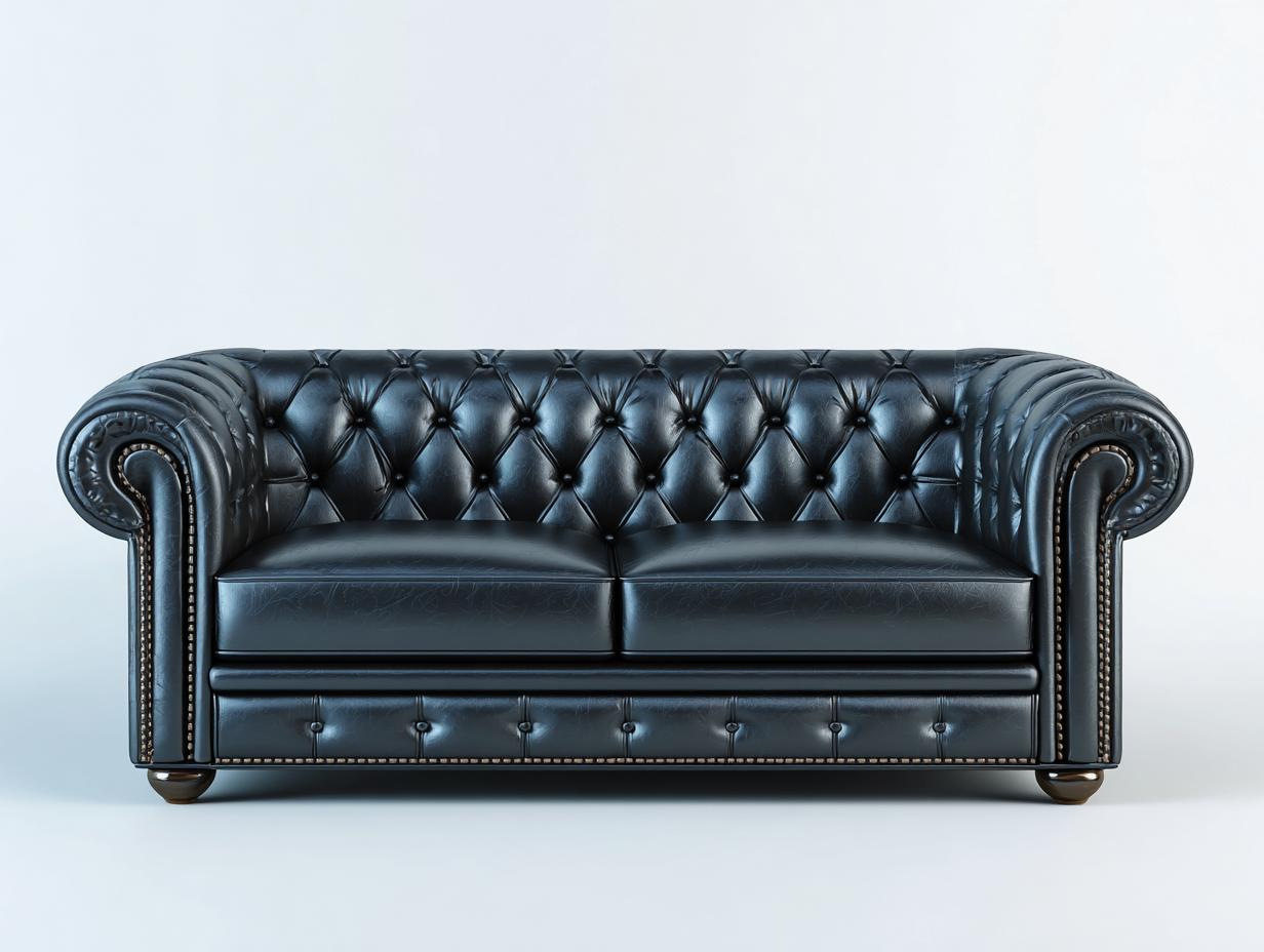 Canapé 2 places en faux cuir 160x90x75 cm - noir - style Chesterfield