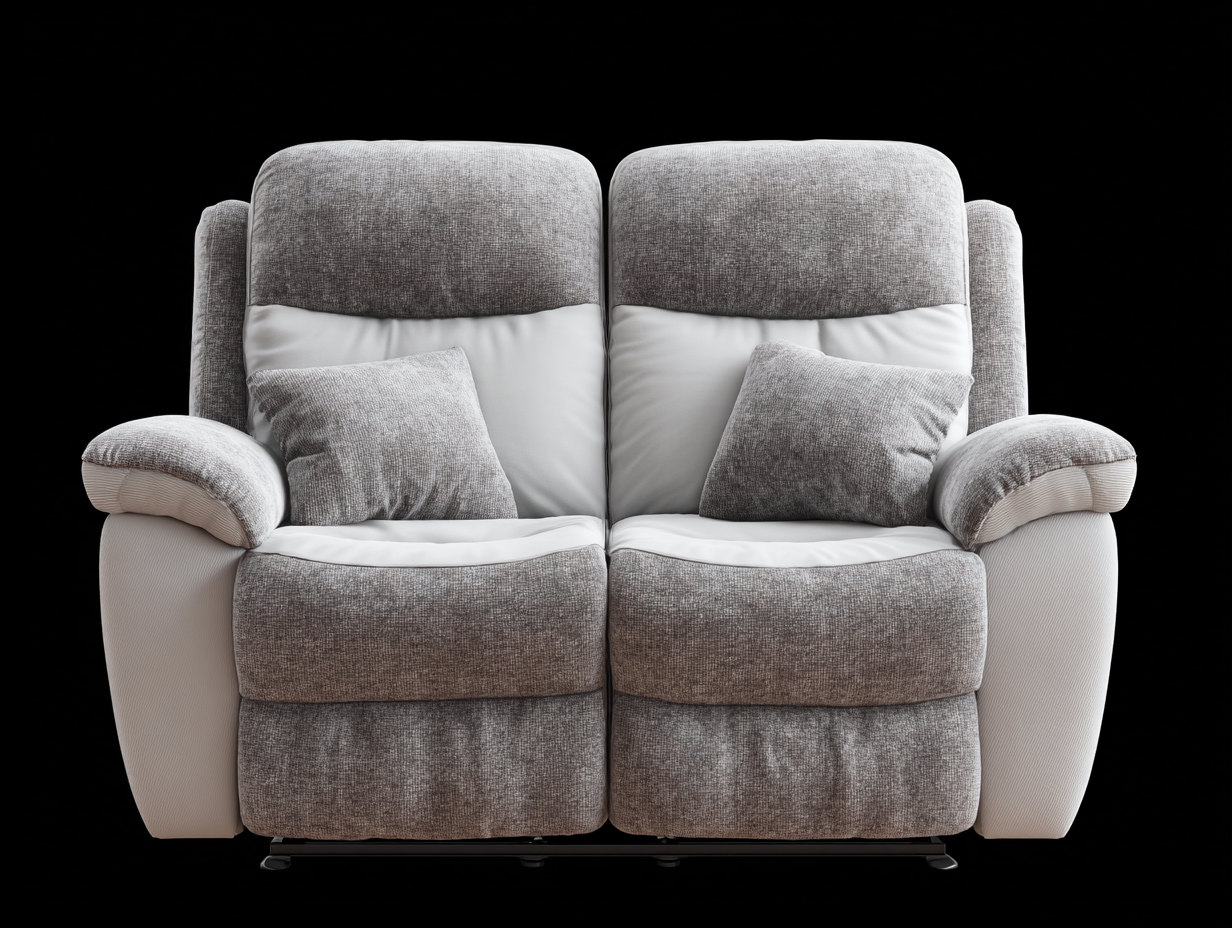 Canapé inclinable 2 places tissu 165x95x100 cm - gris/blanc - dossier réglable - style moderne