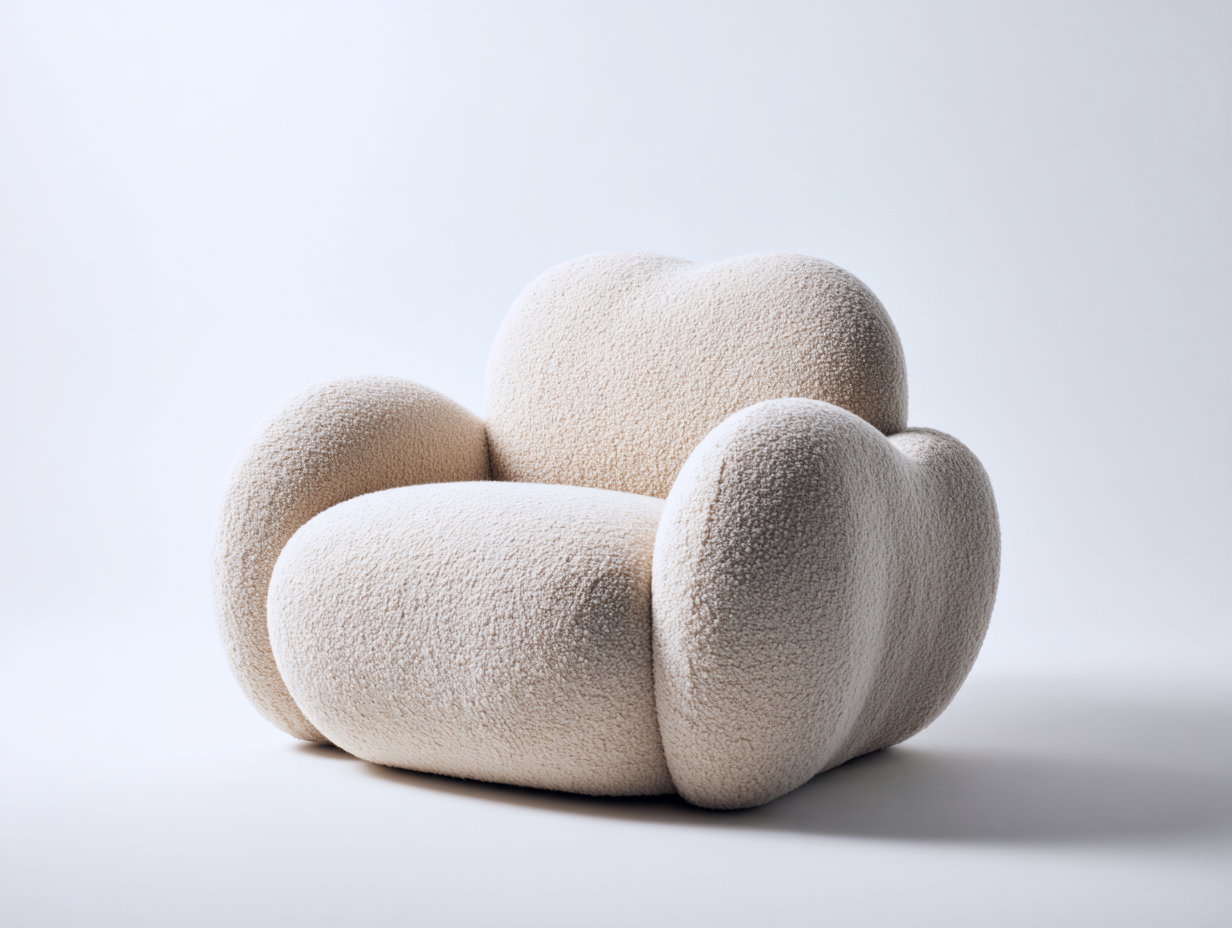 Fauteuil tissu bouclé 90x95x75 cm - beige - style moderne