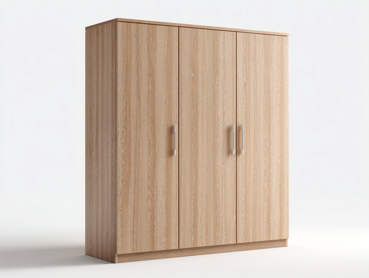 Armoire en bois 120x52x190 cm - chêne clair - 3 portes - style moderne