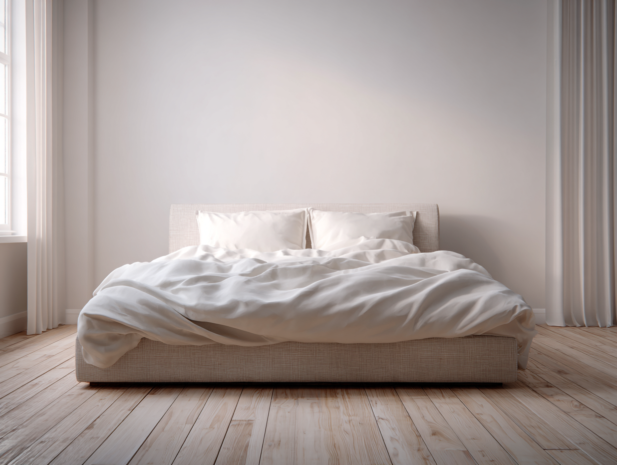 Lit double en tissu 200x160x85 cm - beige - style minimaliste