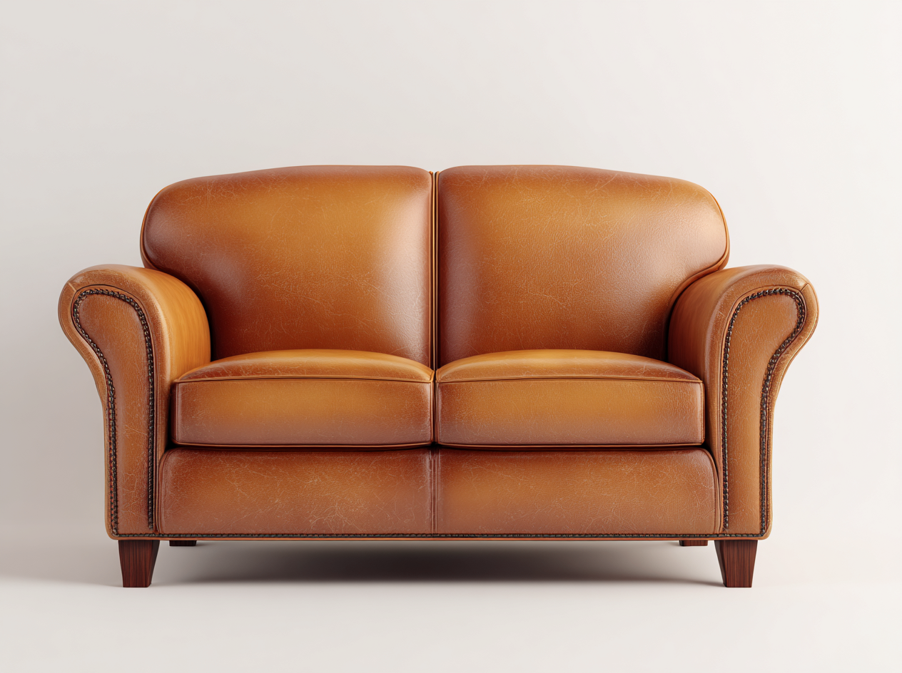 Canapé 2 places en cuir véritable 160x90x95 cm - marron - style classique