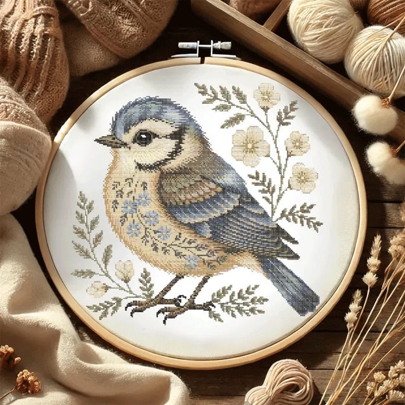 🔥 Flash Sale 49% OFF - 🌸Flower and Bluebird Cross Stitch Kit