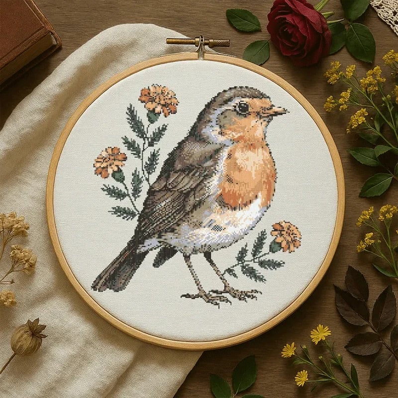 🔥 Flash Sale 49% OFF - 🌸Flower and Bluebird Cross Stitch Kit