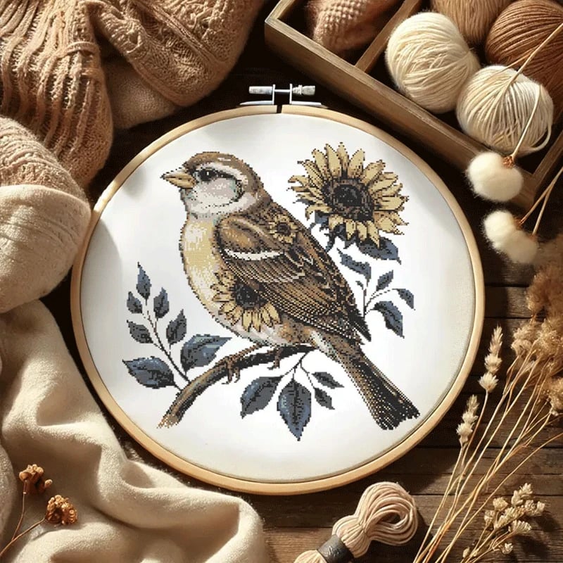 🔥 Flash Sale 49% OFF - 🌸Flower and Bluebird Cross Stitch Kit