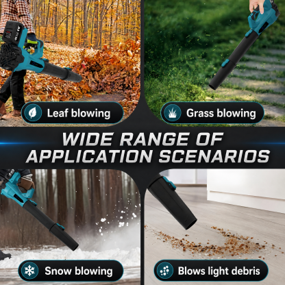 21V Cordless 6-Speed Leaf Blower – Quickly clears leaves, snow, dust, and light debris. Includes 2 batteries for extended runtime.