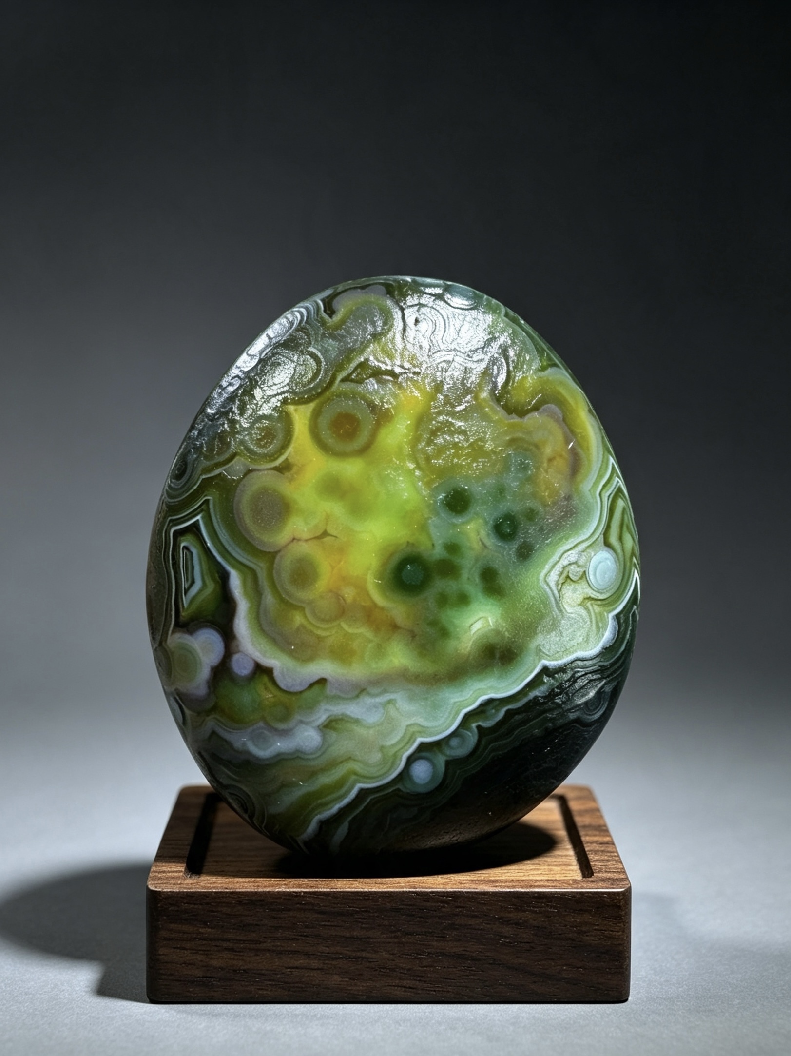 Mongolian Gobi flower‑eye agate（C46）2.36×1.97×0.79 in