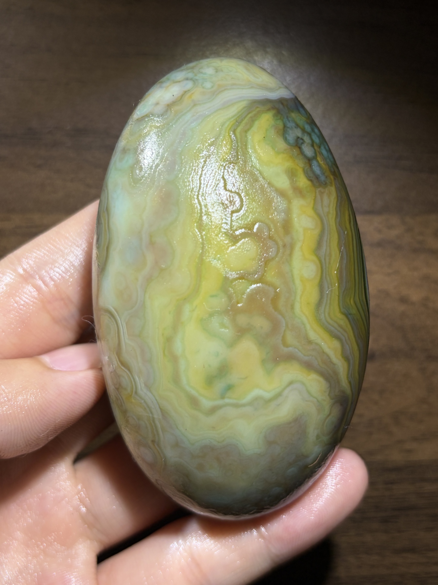 Mongolian Gobi flower‑eye agate（D1）3.35×1.97×1.57 in