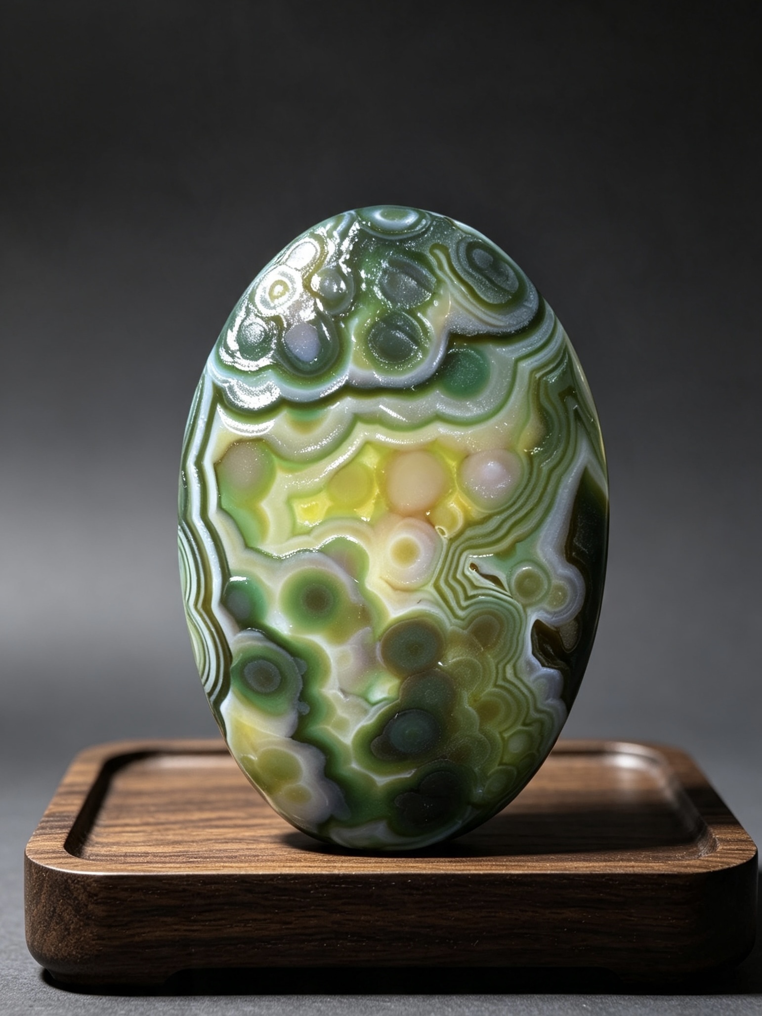 Mongolian Gobi flower‑eye agate（C53）2.44×1.57×0.71 in