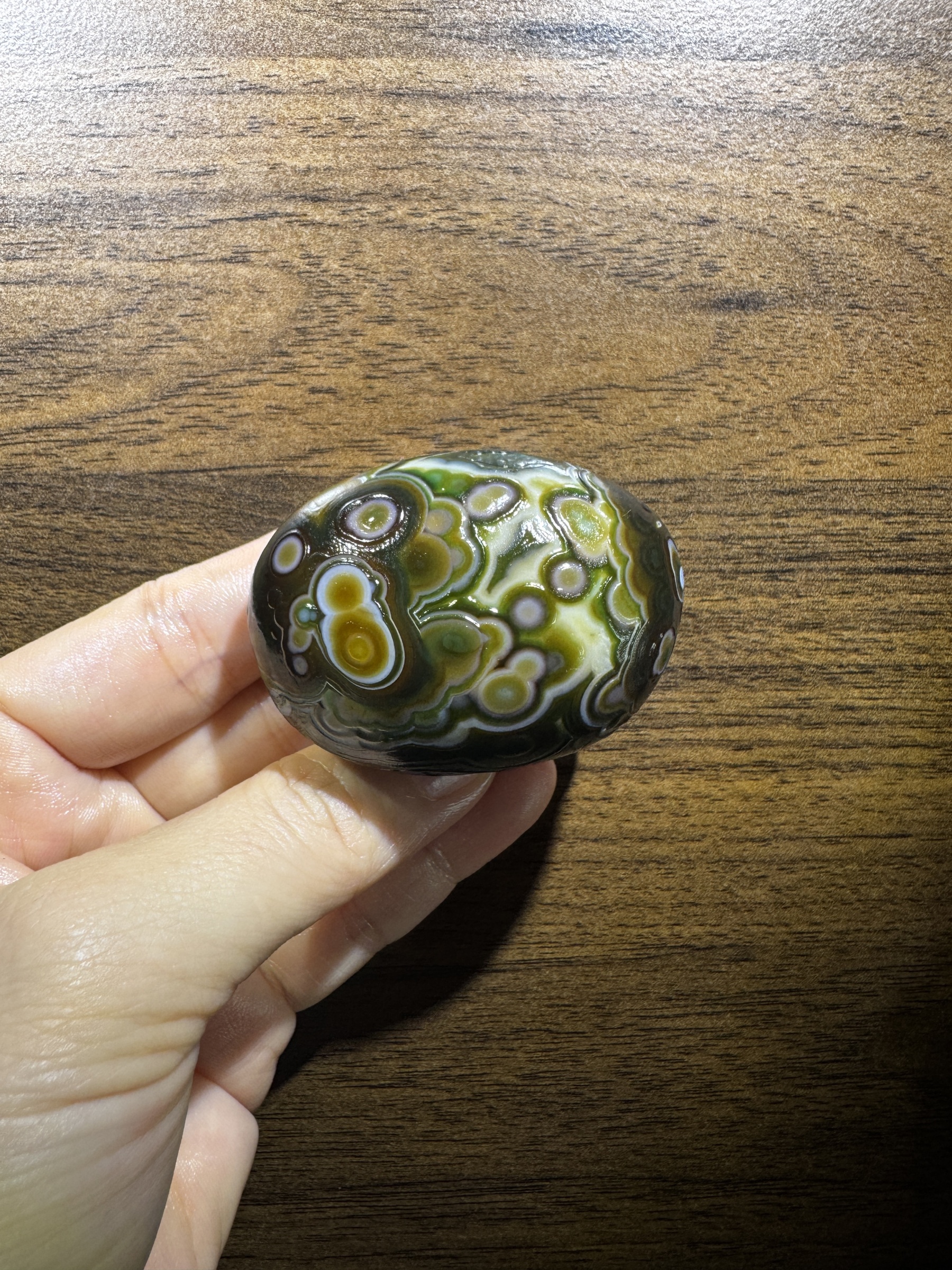 Mongolian Gobi flower‑eye agate（C51）2.13×1.57×1.26 in