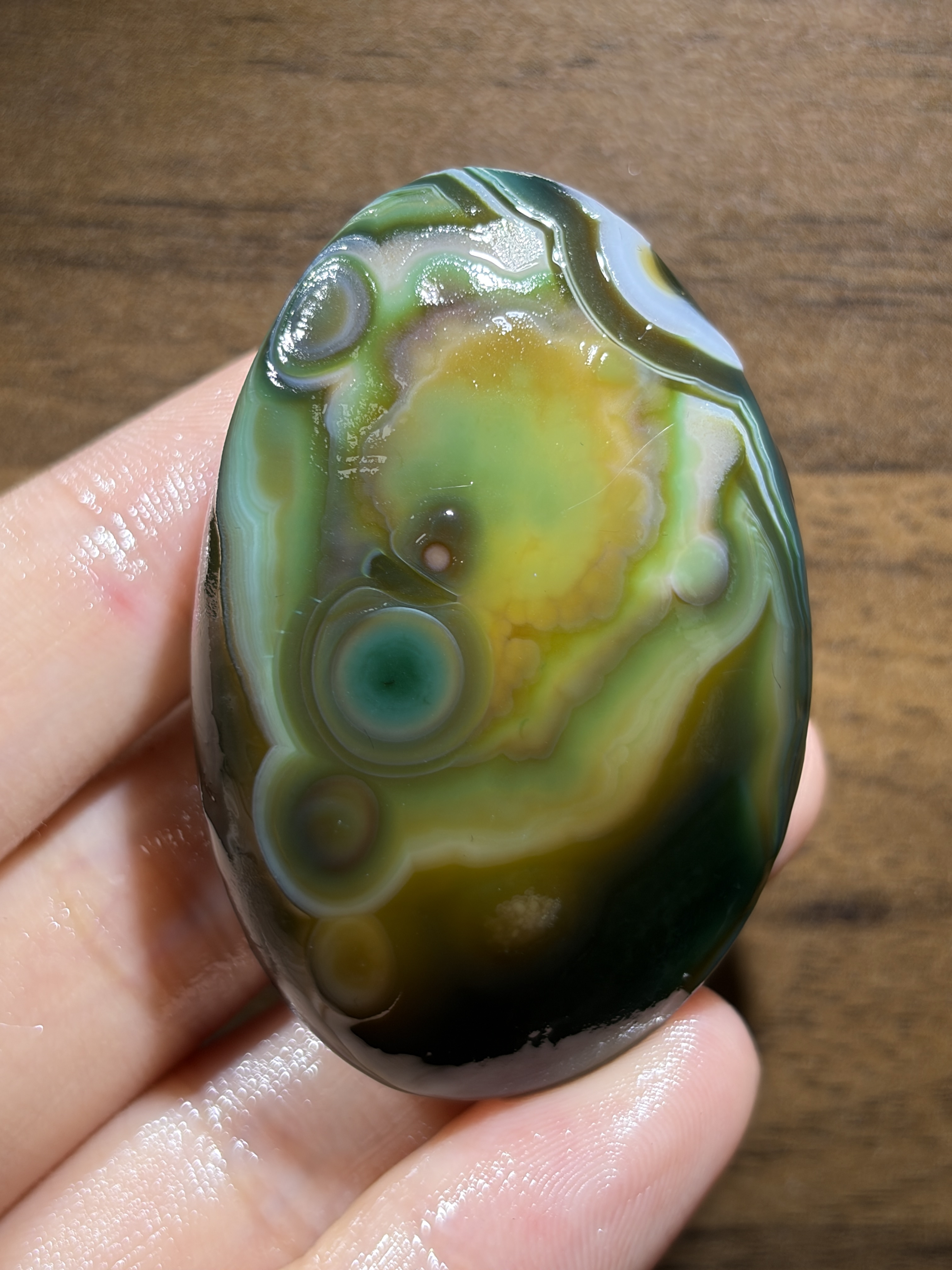 Mongolian Gobi flower‑eye agate（C23）2.20×1.57×0.79 in