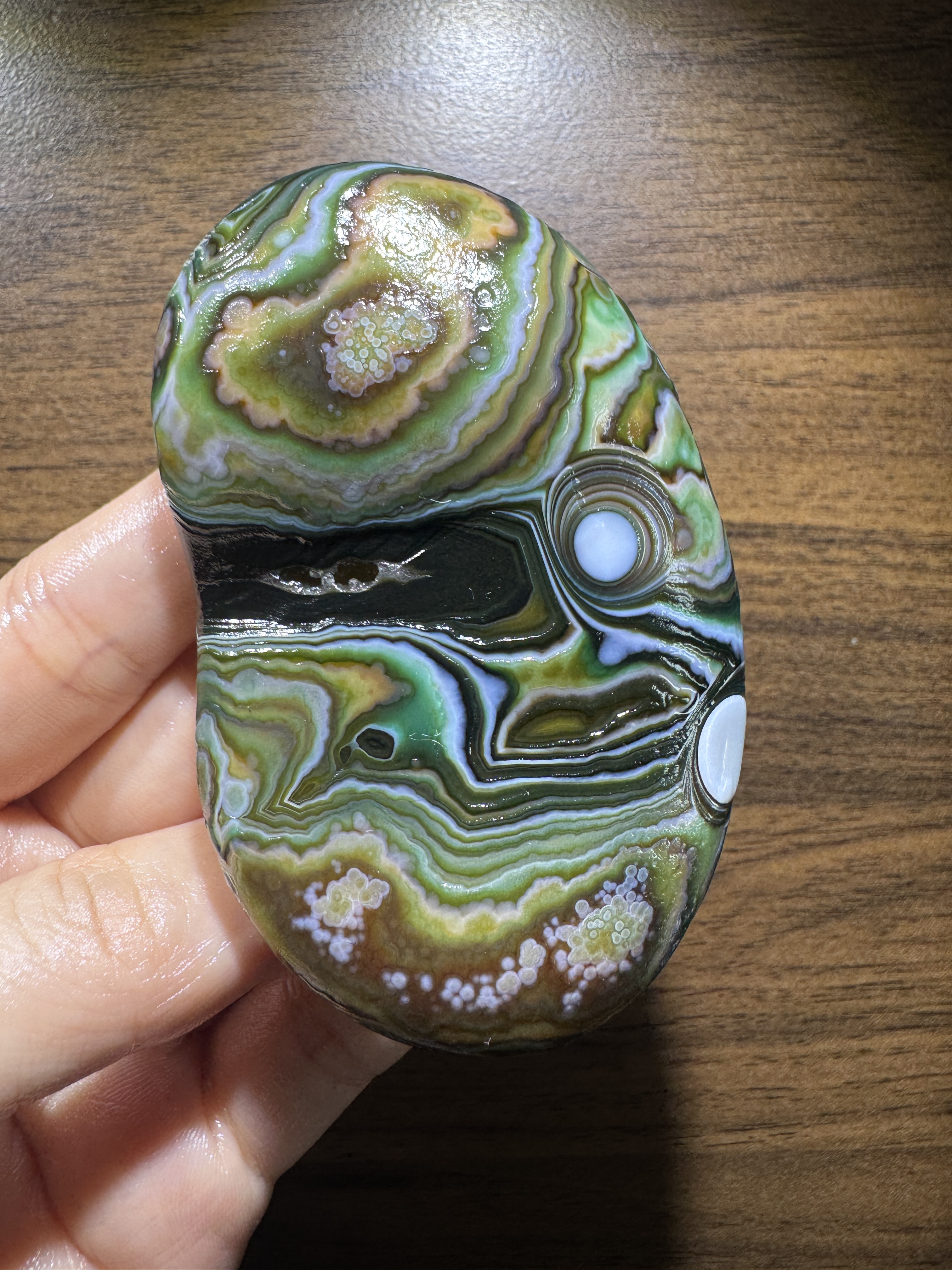 Mongolian Gobi flower‑eye agate（D11）3.31×2.05×0.79 in