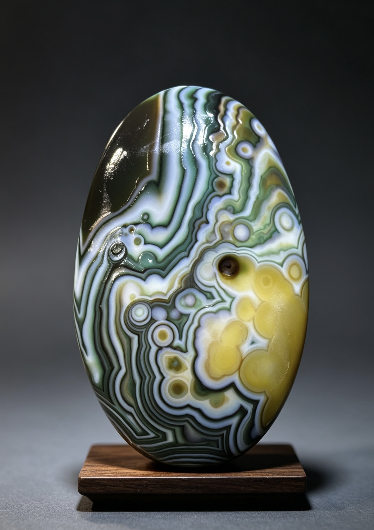 Mongolian Gobi flower‑eye agate（D3）3.15×1.89×0.75 in