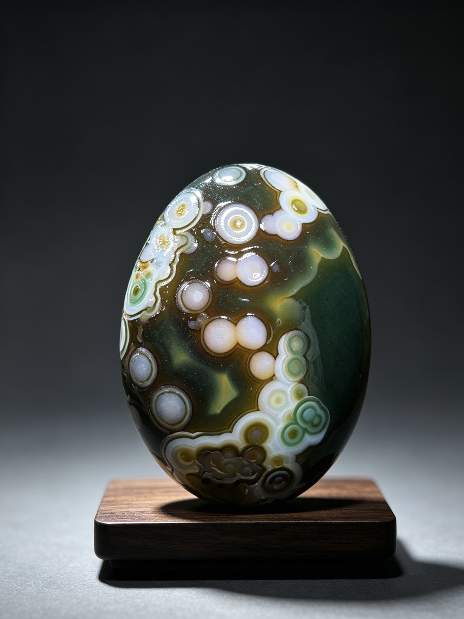 Mongolian Gobi flower‑eye agate（C24）1.85×1.42×0.79 in