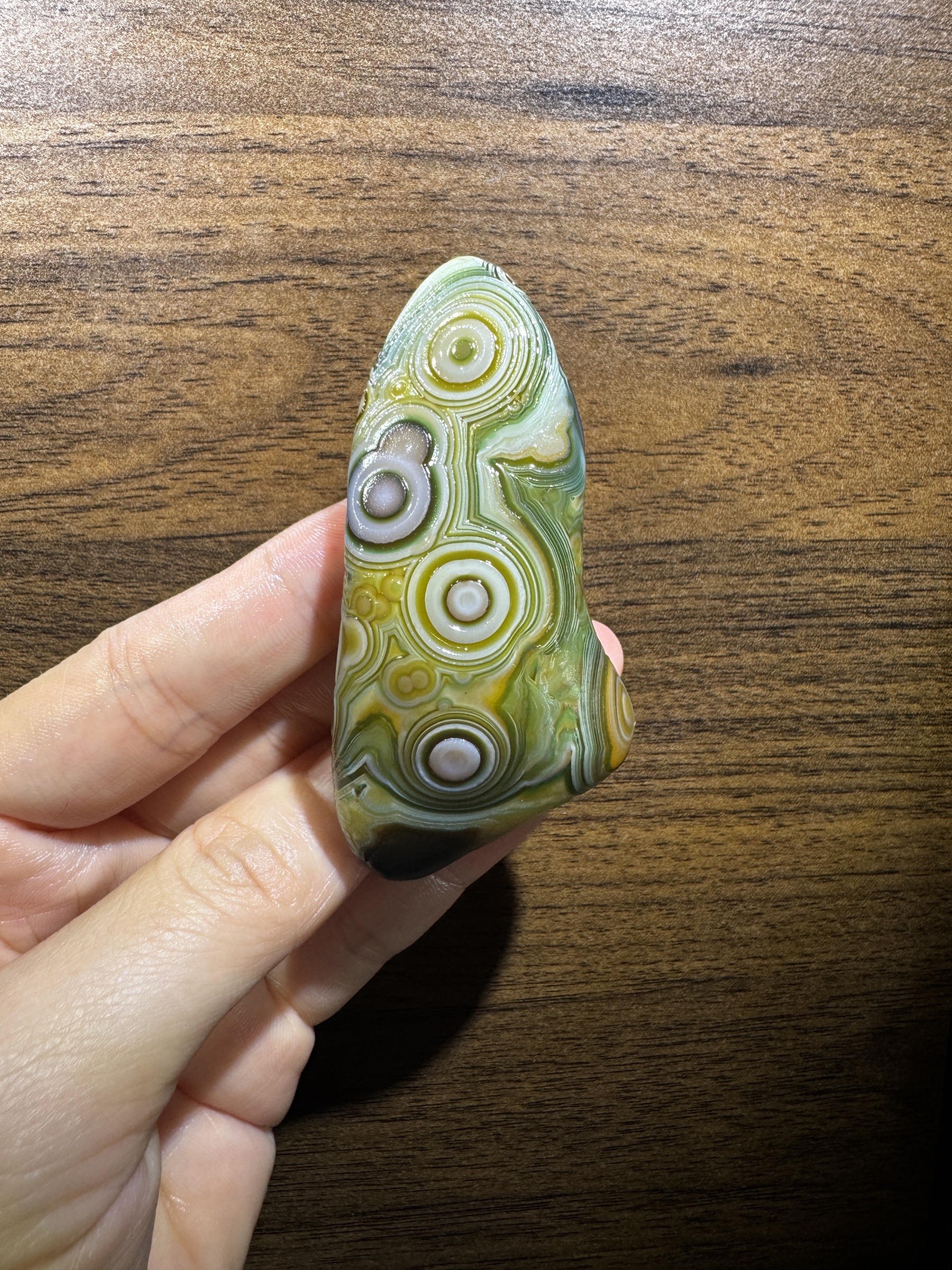 Mongolian Gobi flower‑eye agate（C54）2.76×1.38×0.71 in