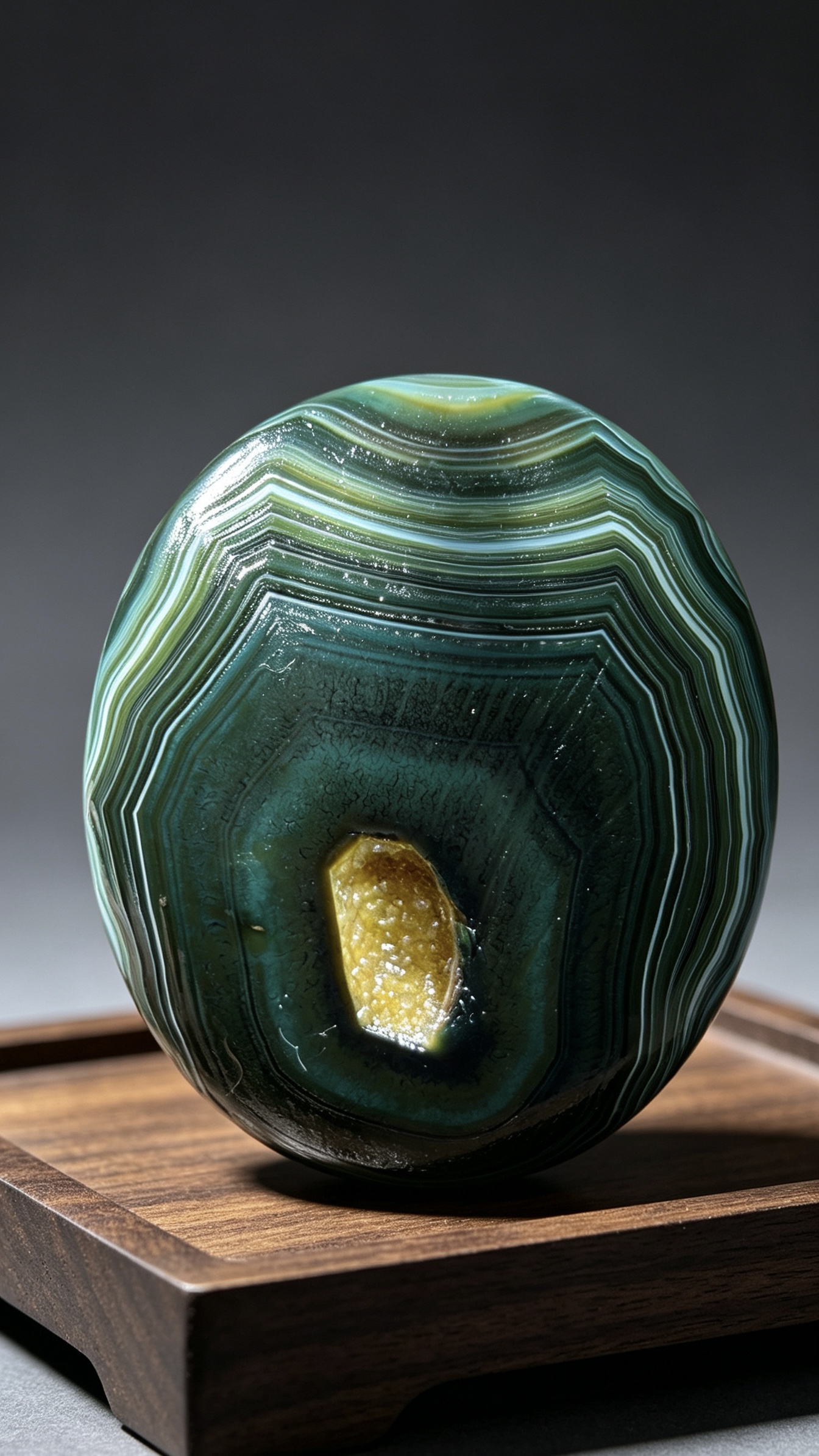Mongolian Gobi flower‑eye agate（C14）2.20×1.89×0.79 in