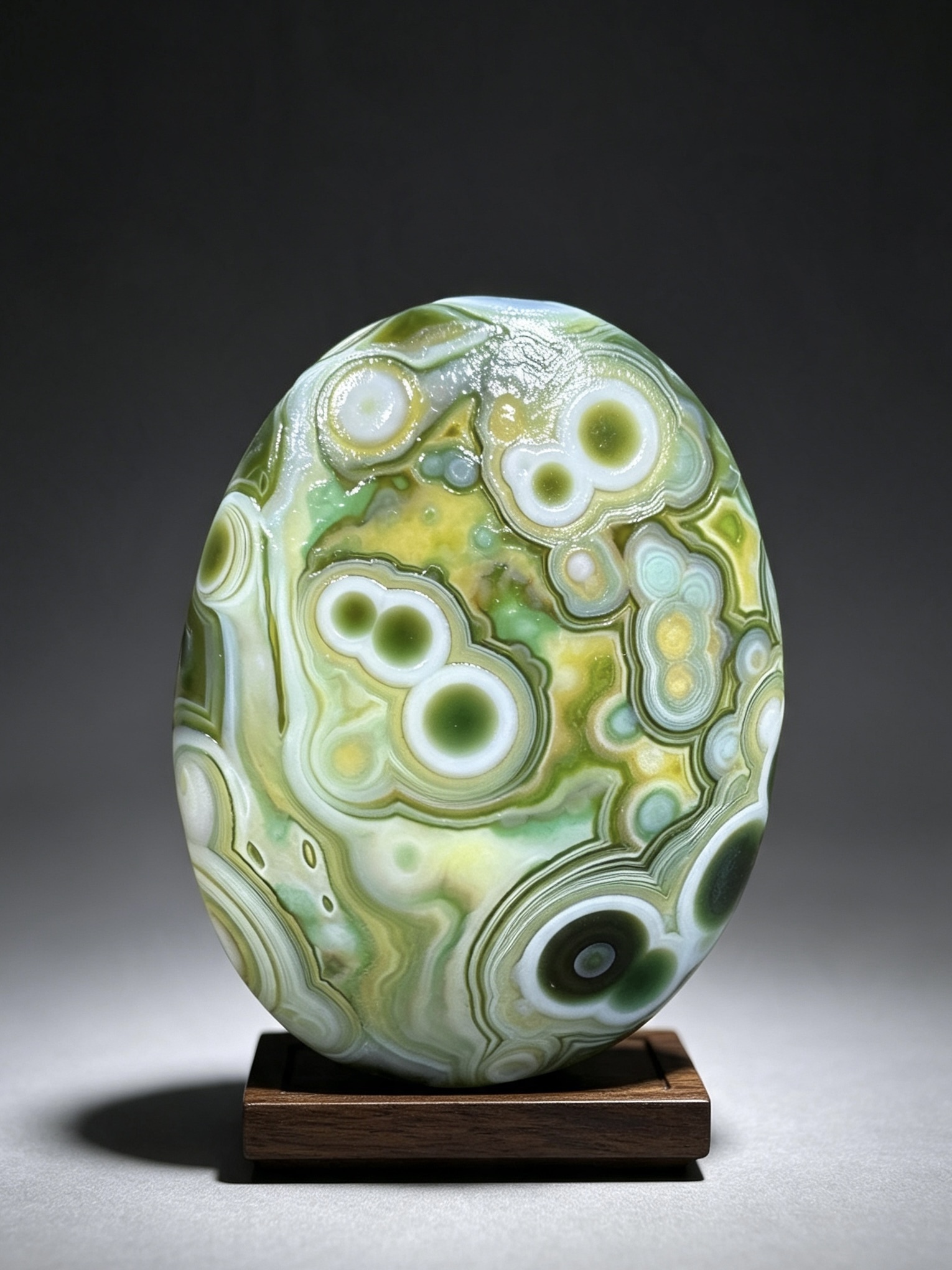 Mongolian Gobi flower‑eye agate（D23）2.56×1.97×0.94 in