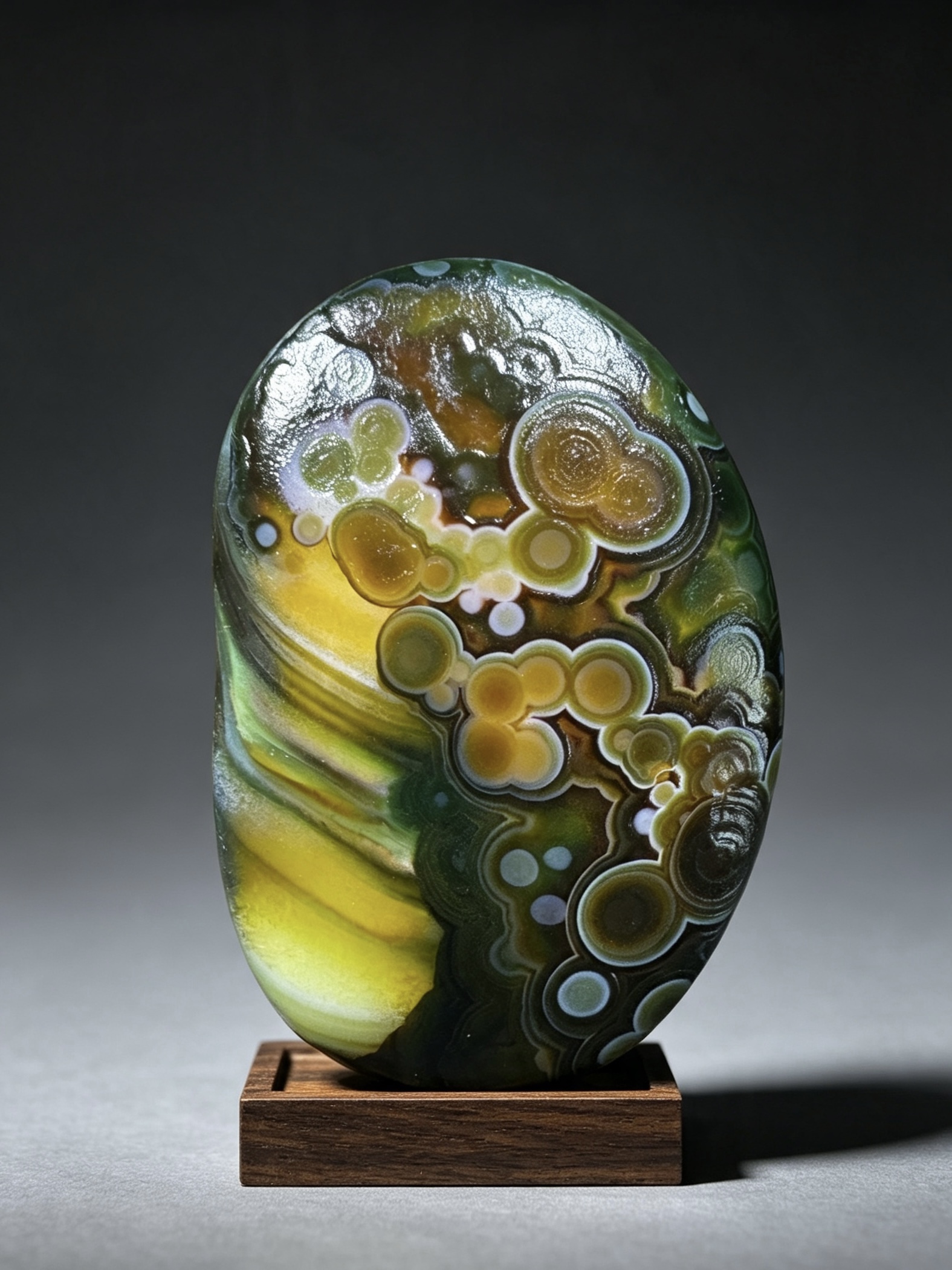 Mongolian Gobi flower‑eye agate（C49）2.68×1.77×0.71 in